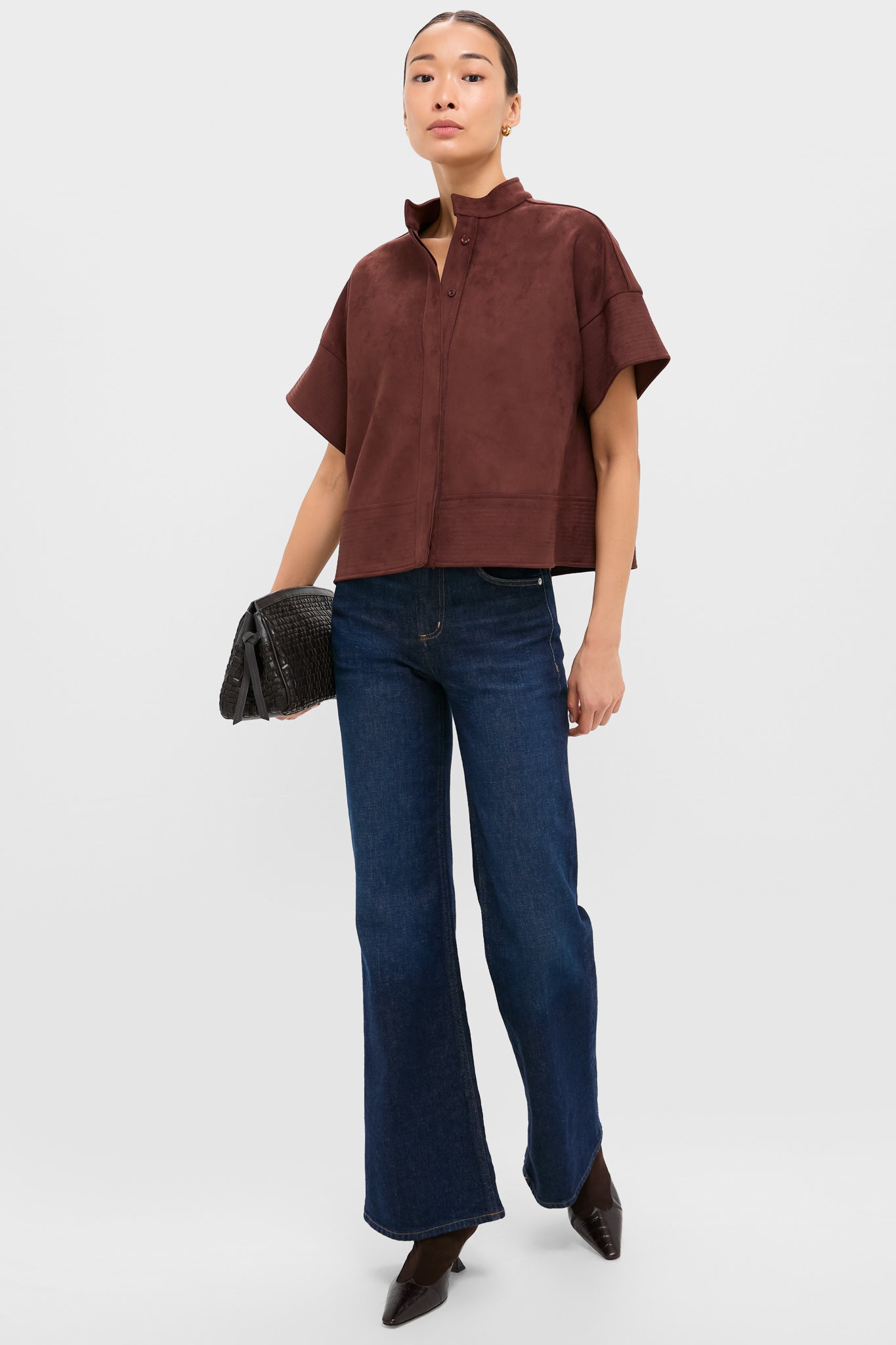 Ganache Vegan Suede Trapunto Stitch Sofia Shirt-Charming Tale Store