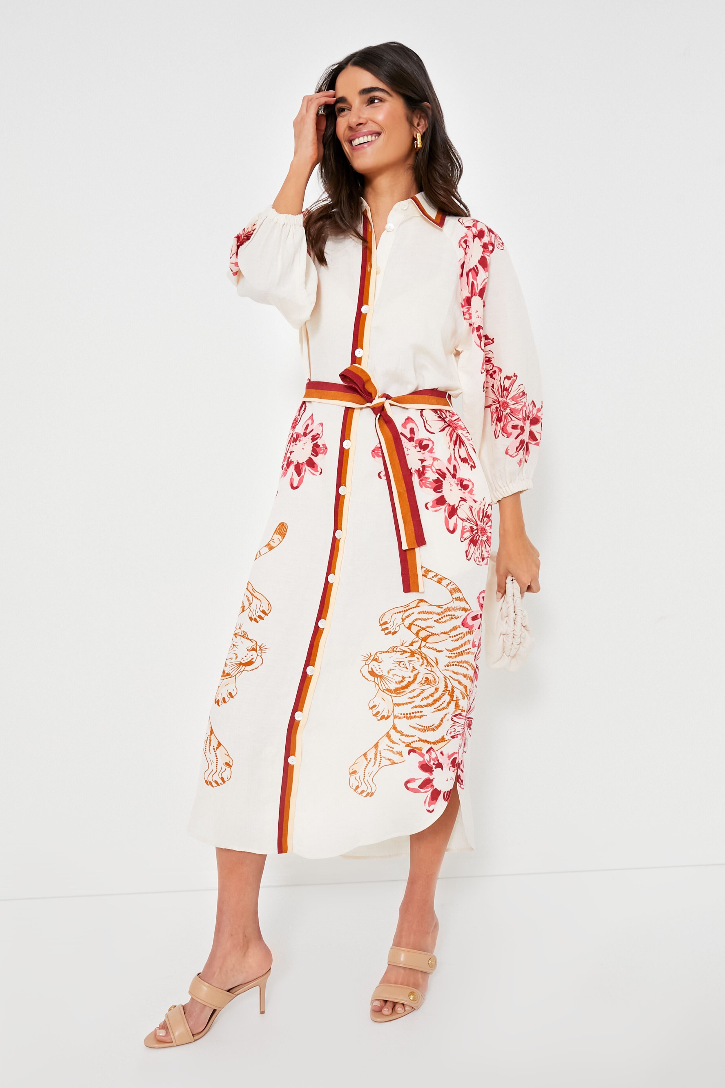 Flower Tiger Nude Tunic-Charming Tale Store