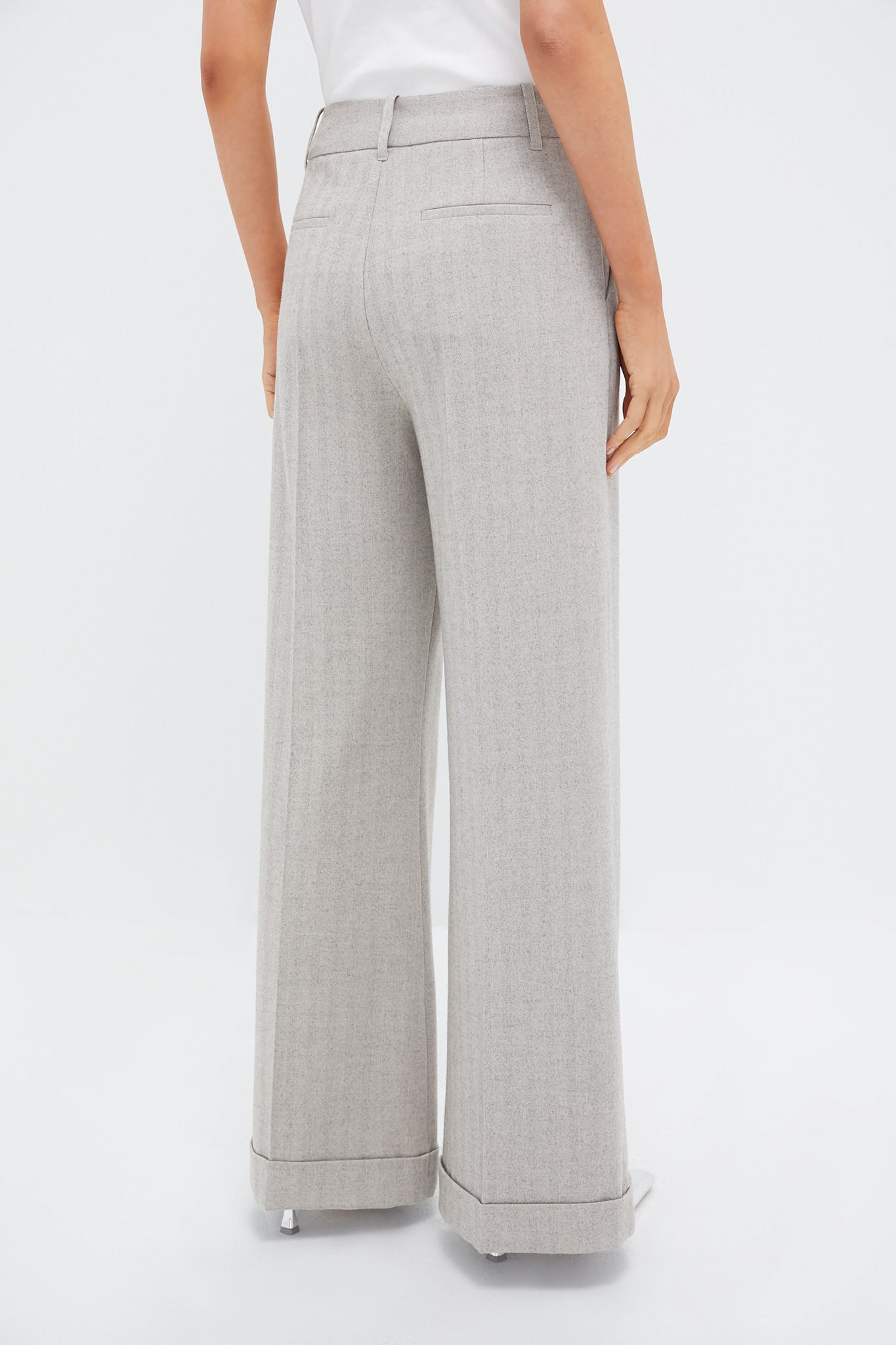 Gray Cuffed Wide Leg Watson Trousers-Charming Tale Store