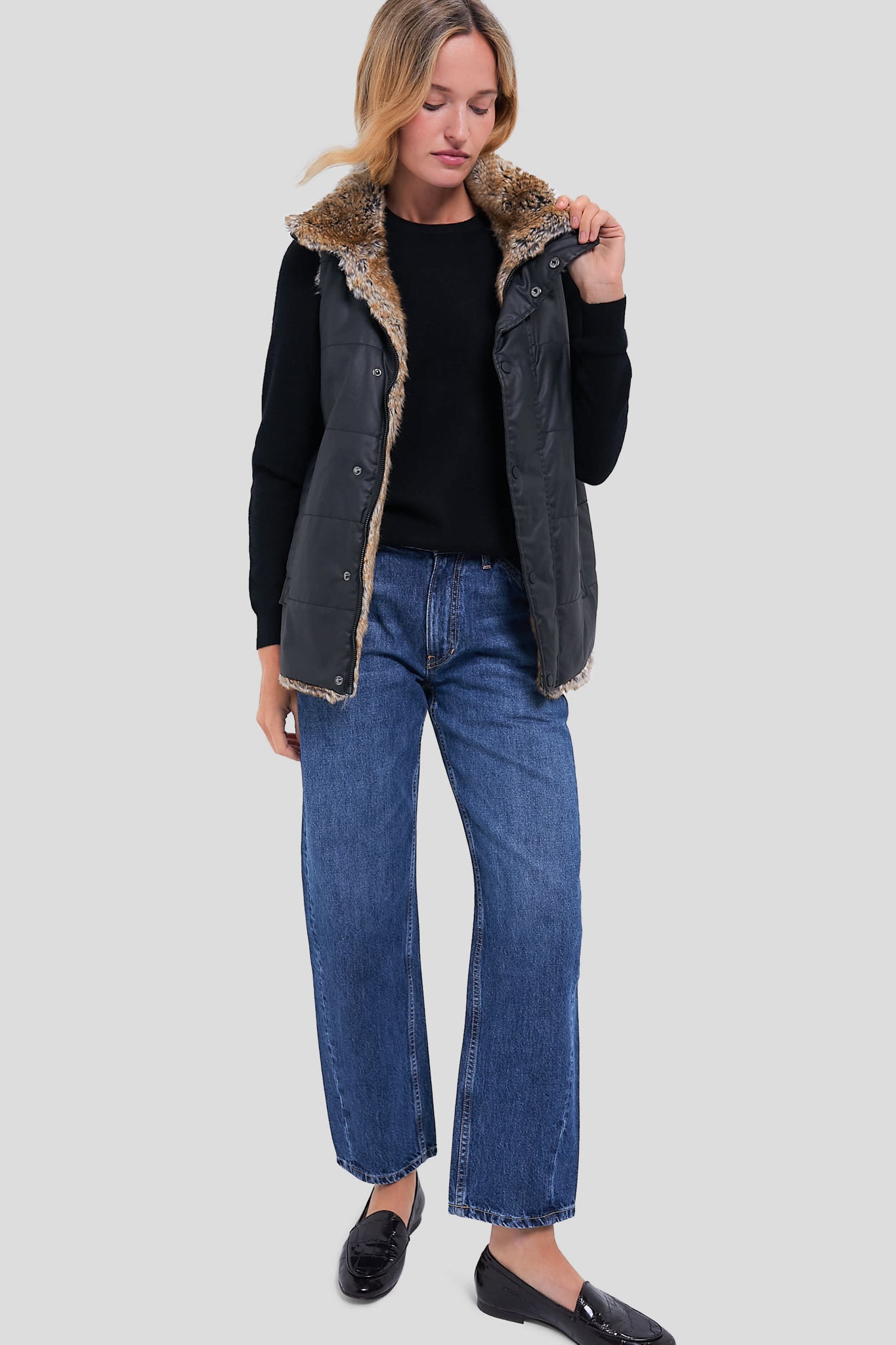 Emilia Wax Fur Reversible Vest-Charming Tale Store