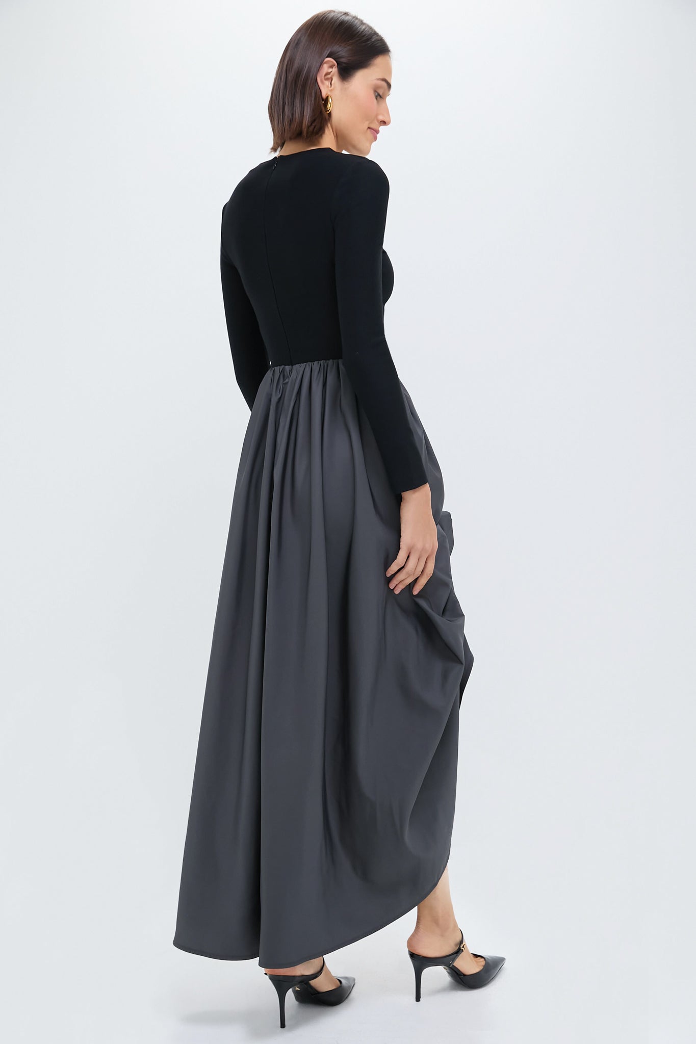 Gray Aurora Maxi Dress with Rose Detail-Charming Tale Store
