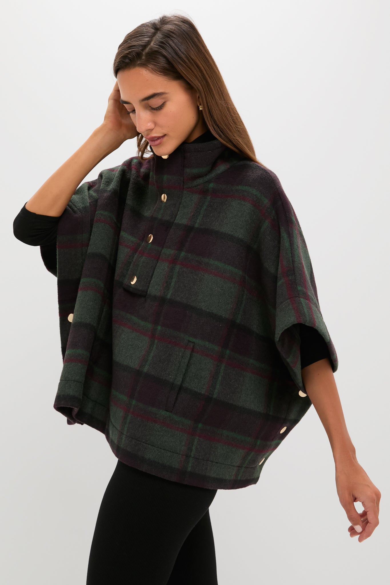 Forest Plaid Wool Winthrop Poncho-Charming Tale Store
