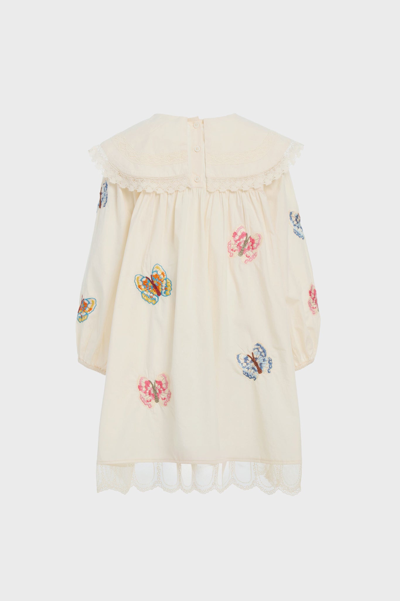 Cream Macey Embroidery Long Sleeve Dress-Charming Tale Store