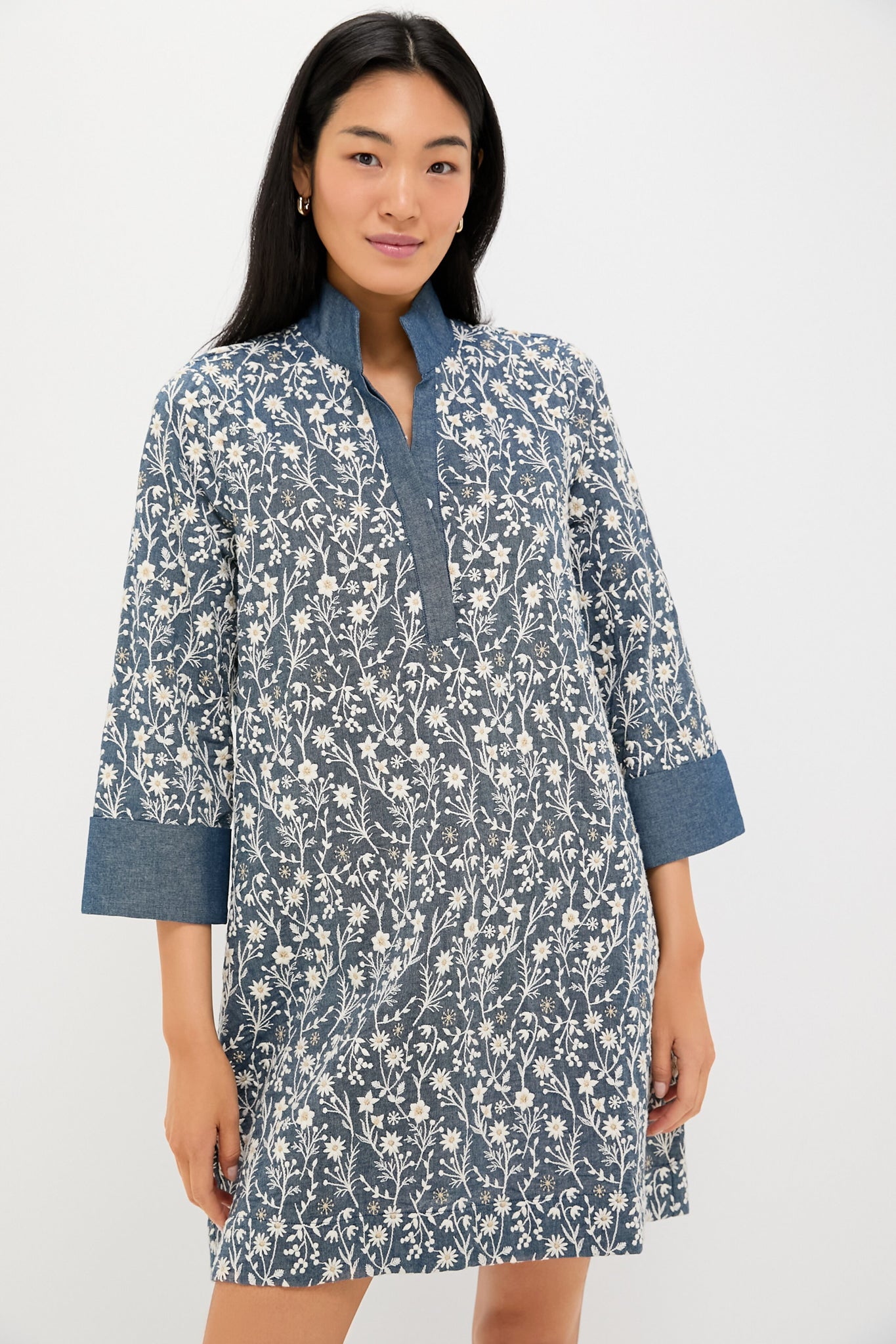 Embroidered Chambray Wildflower Meadows Megan Dress-Charming Tale Store