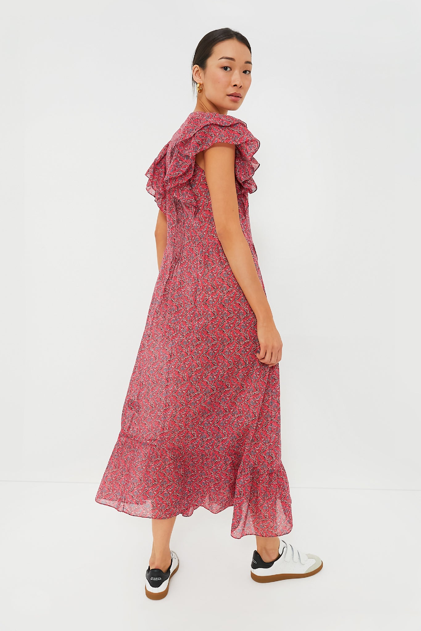 Cranberry Godralia Blossom Cotton Dress-Charming Tale Store