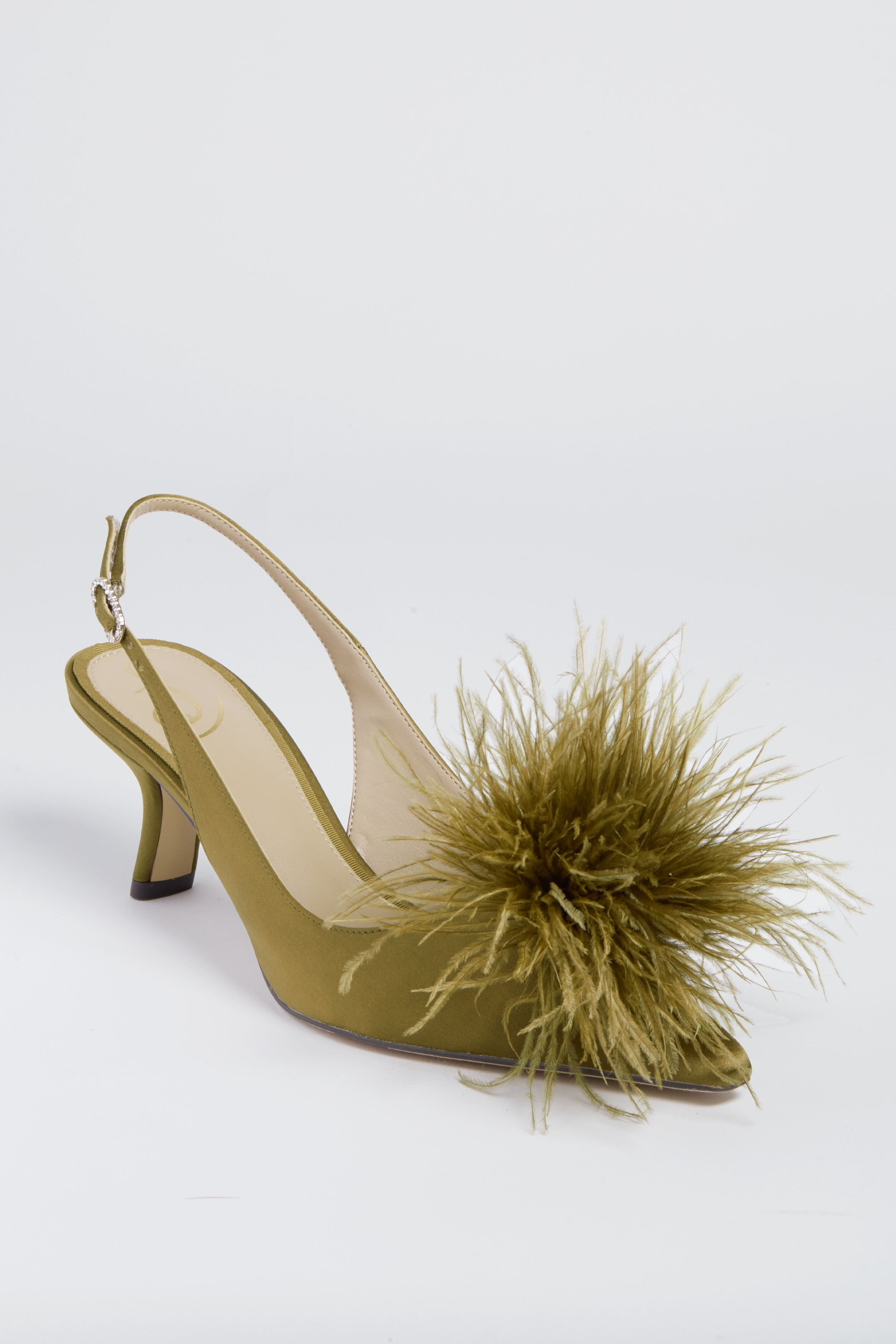 Olive Bianka Feather Heels-Charming Tale Store