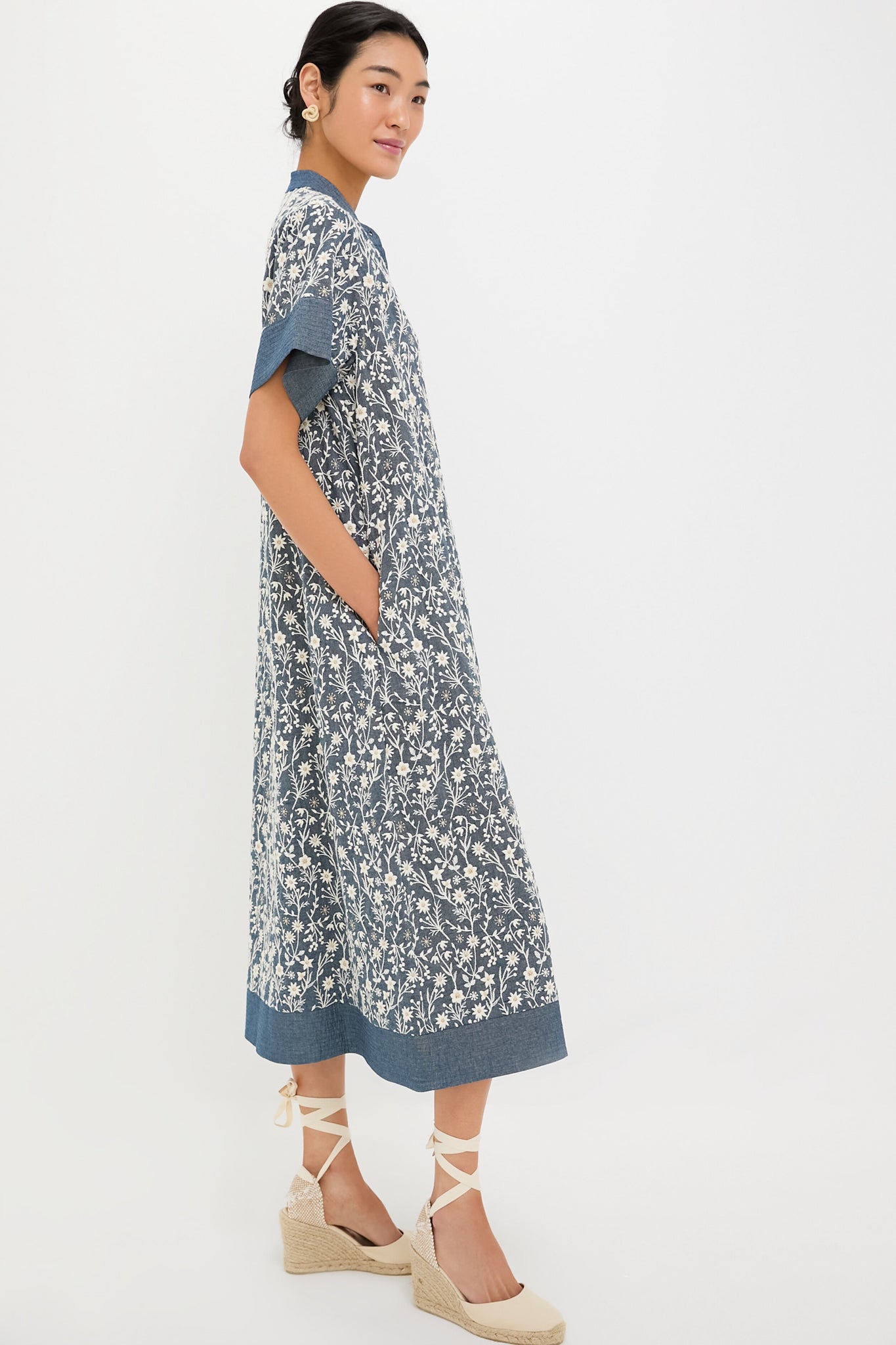 Embroidered Chambray Wildflower Meadows Prescott Dress-Charming Tale Store