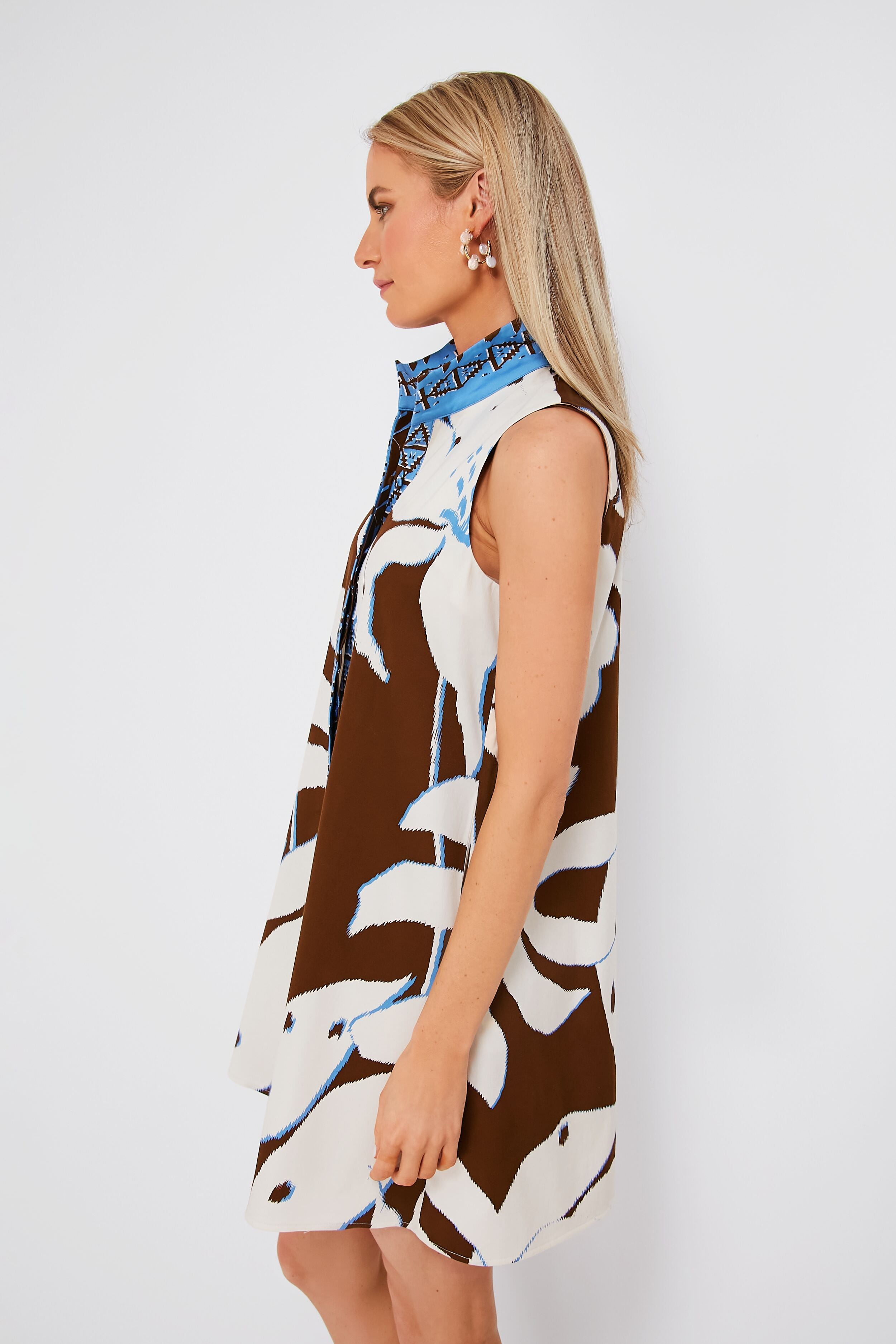 Tan Palm Sleeveless Charlie Dress-Charming Tale Store