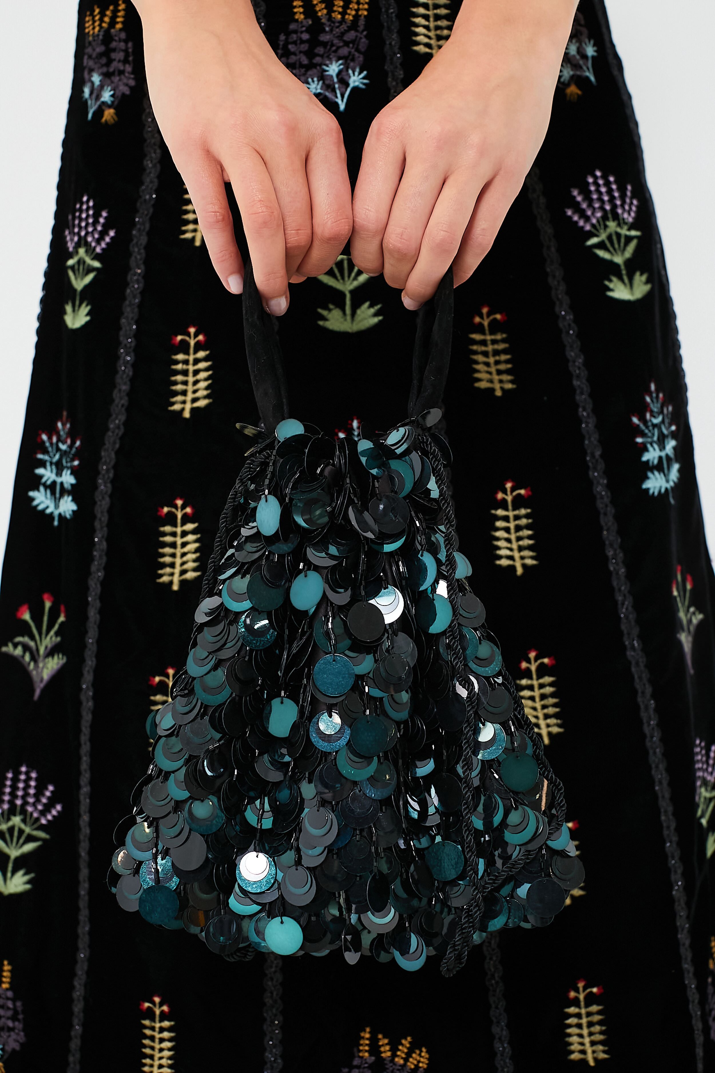 Dark Peacock Sequin Gala Bag-Charming Tale Store