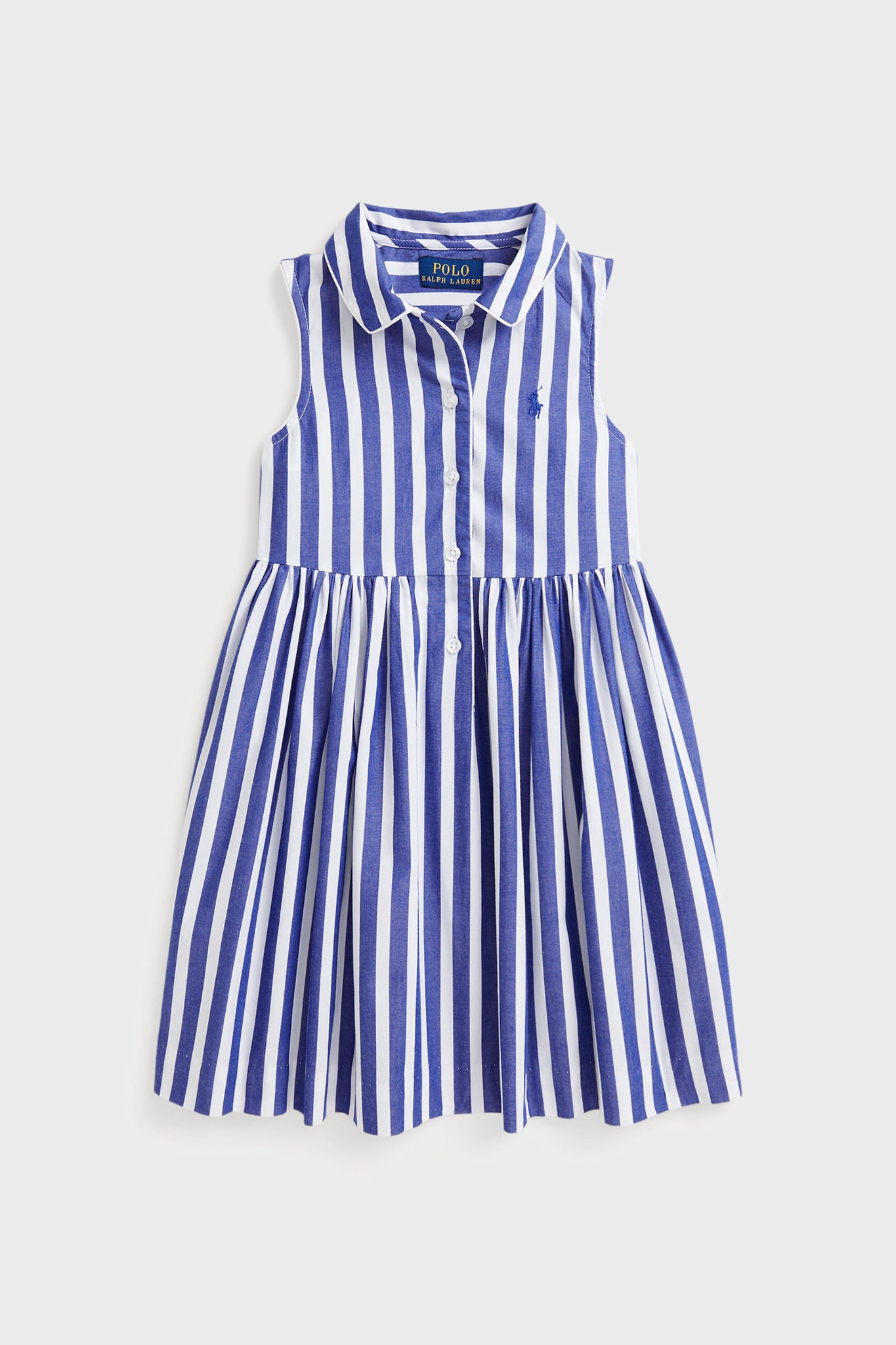 Sleeveless Cotton Striped Shirt Dress-Charming Tale Store