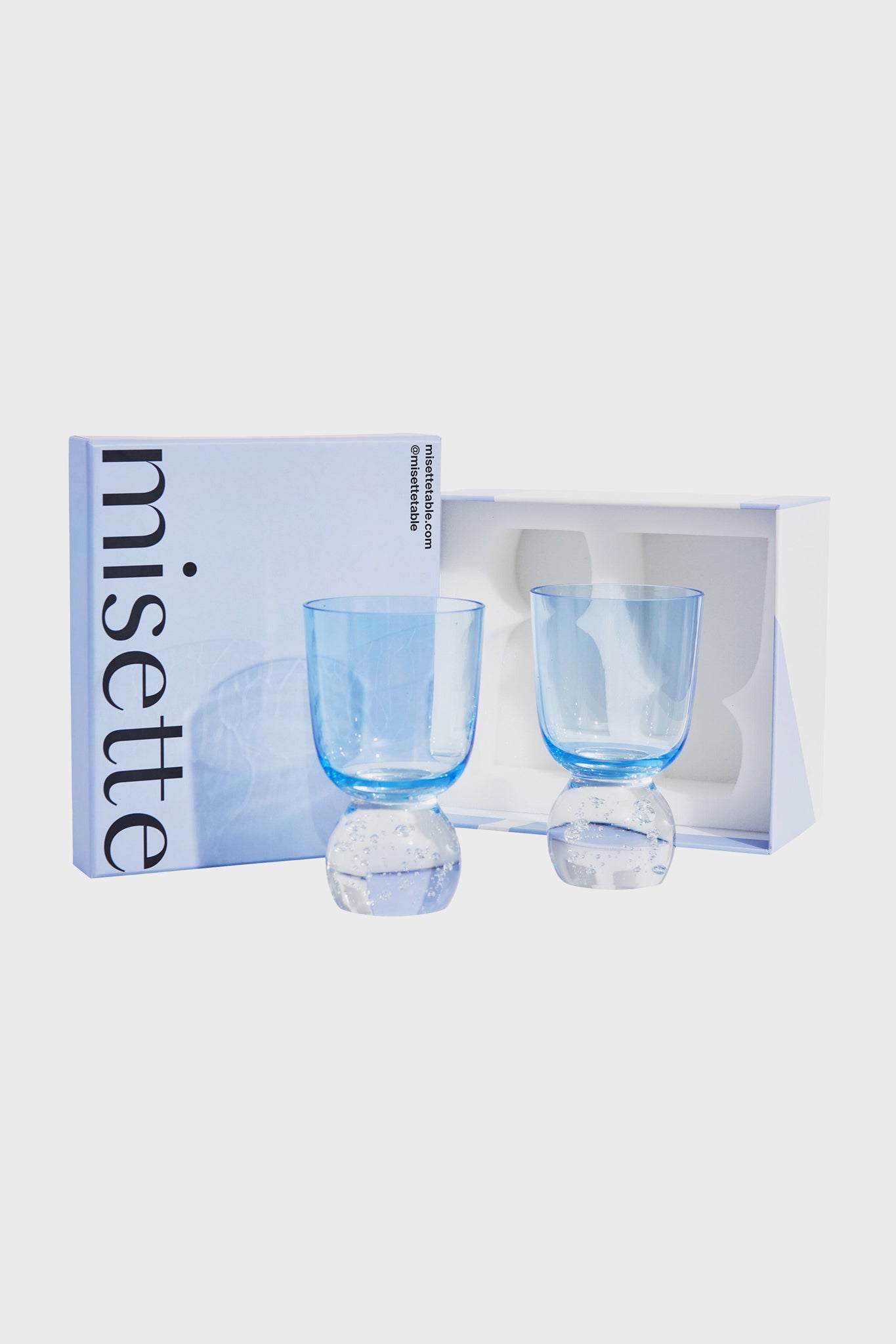 Candy Blue Hand-Blown Bubble Glass Tumbler (Set of 2)-Charming Tale Store