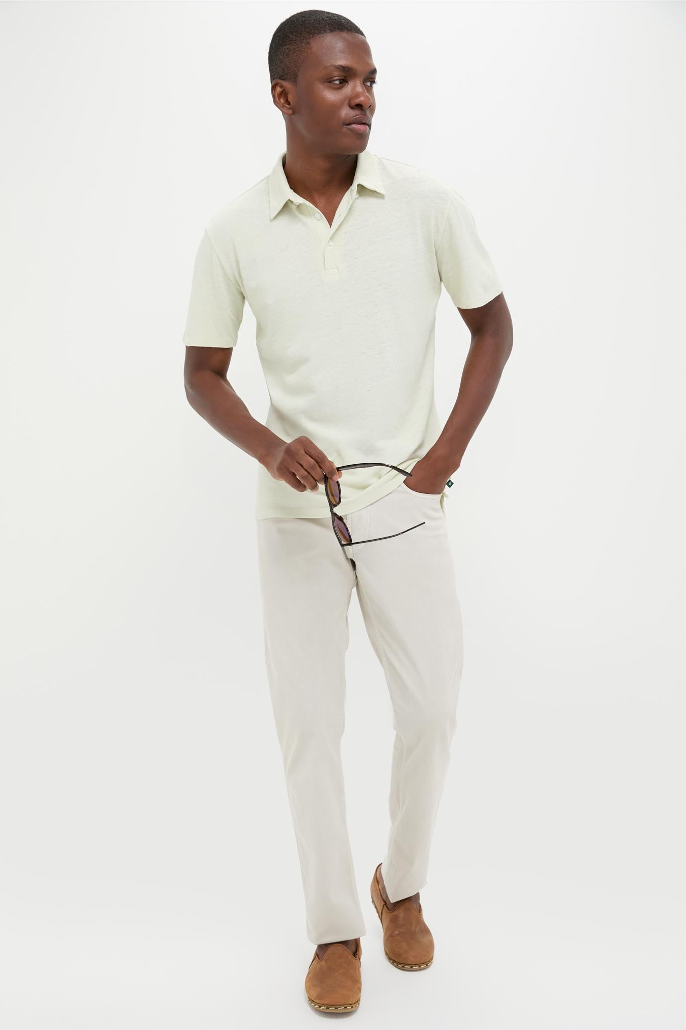 Sea Moss Drift Linen Polo-Charming Tale Store