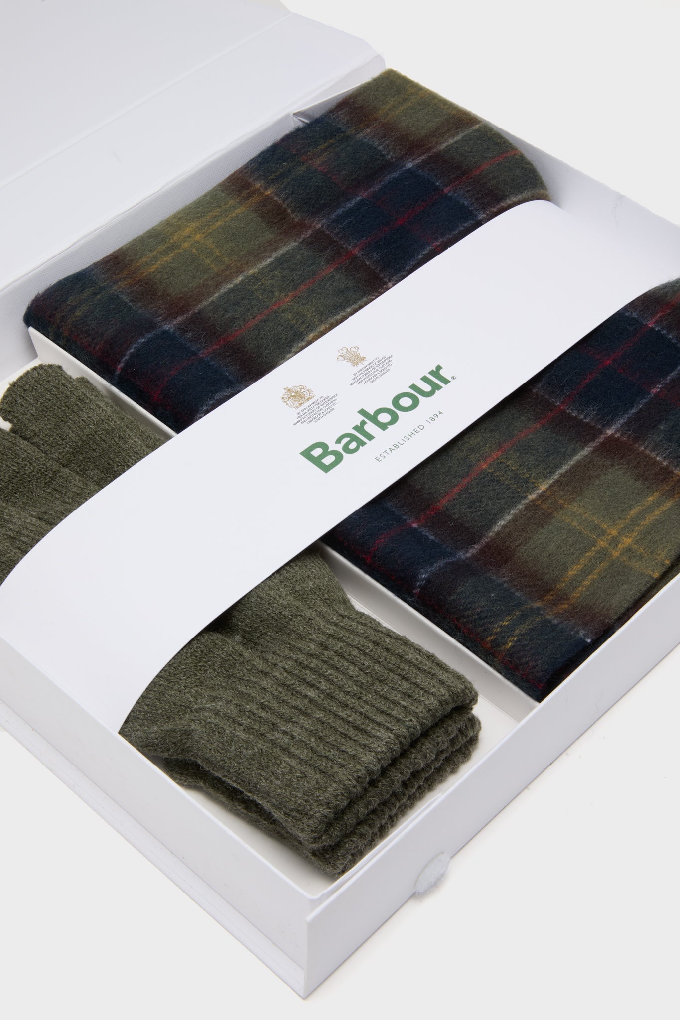 Classic Olive Tartan And Scarf Glove Gift Set-Charming Tale Store