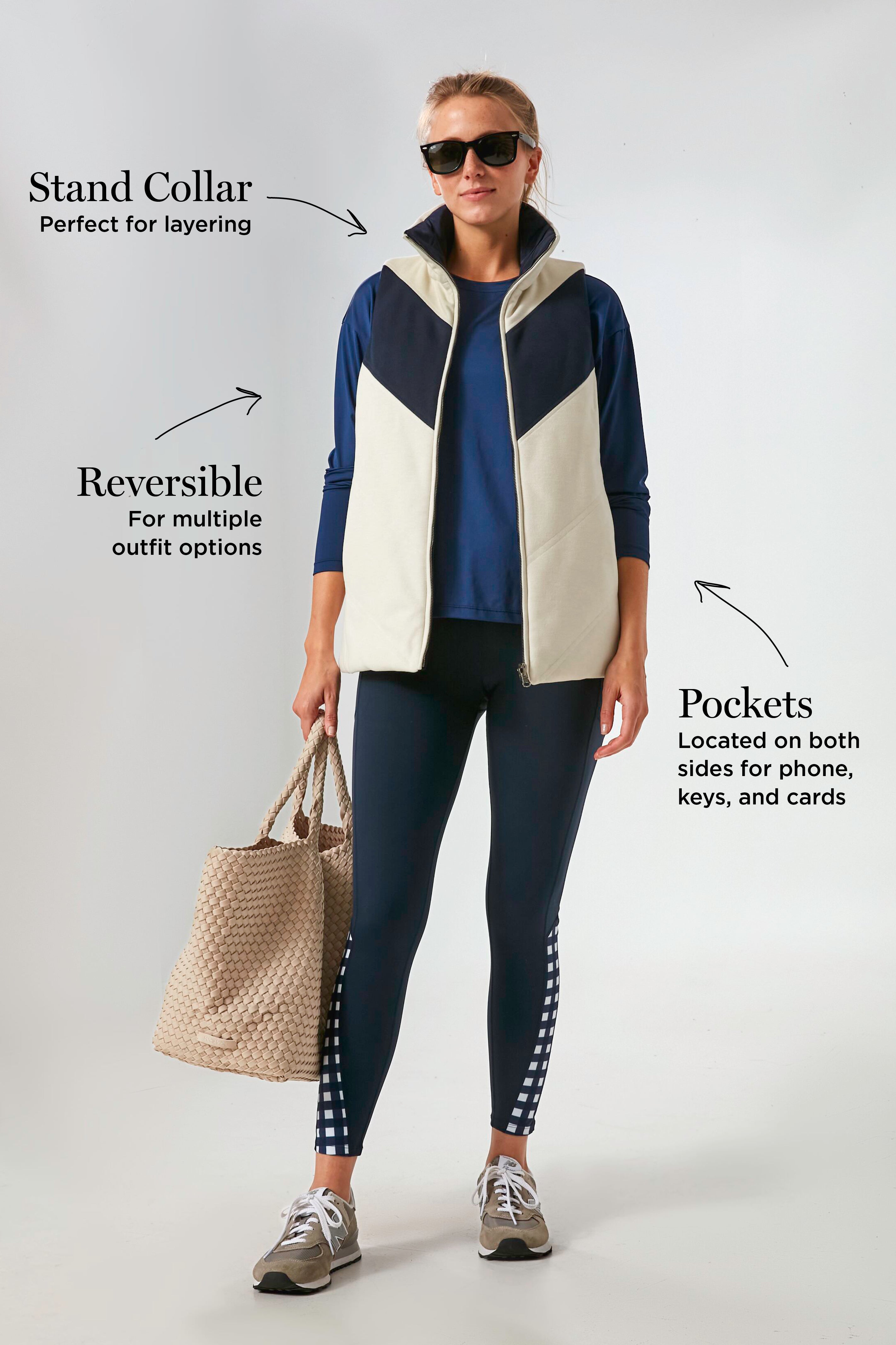 White and Navy Reversible Varsity Vest-Charming Tale Store