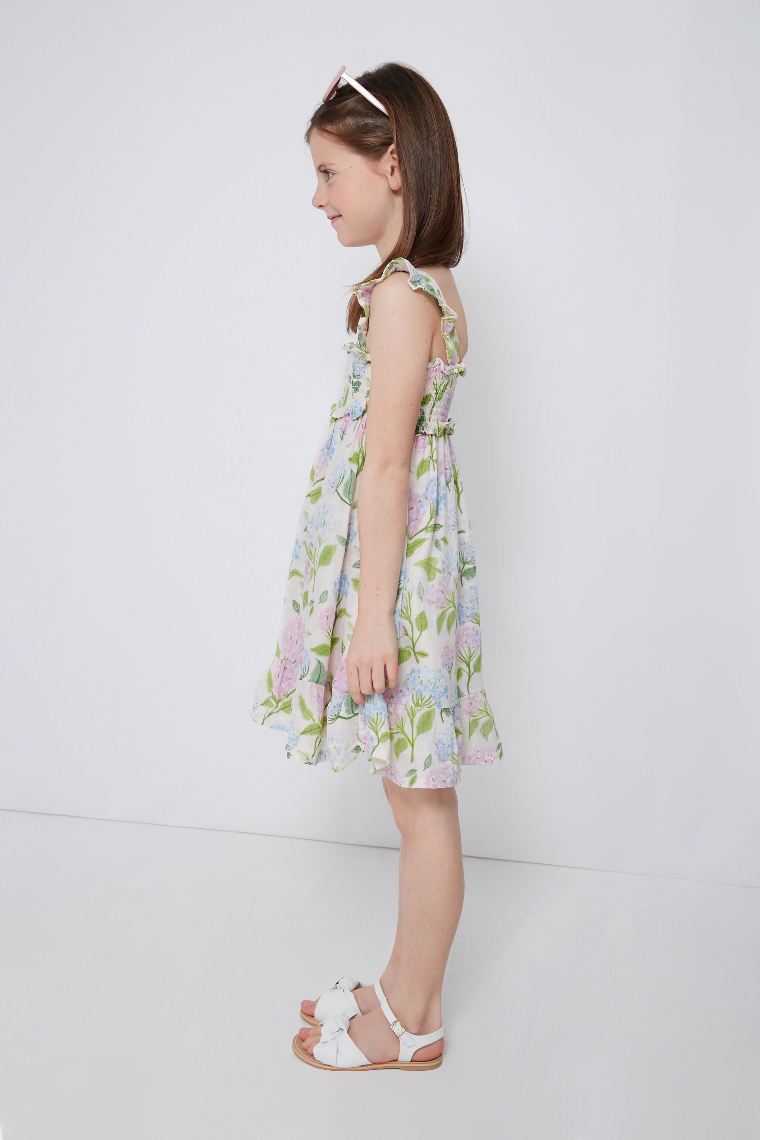 Hydrangeas Smocked Ruffle Sundress-Charming Tale Store
