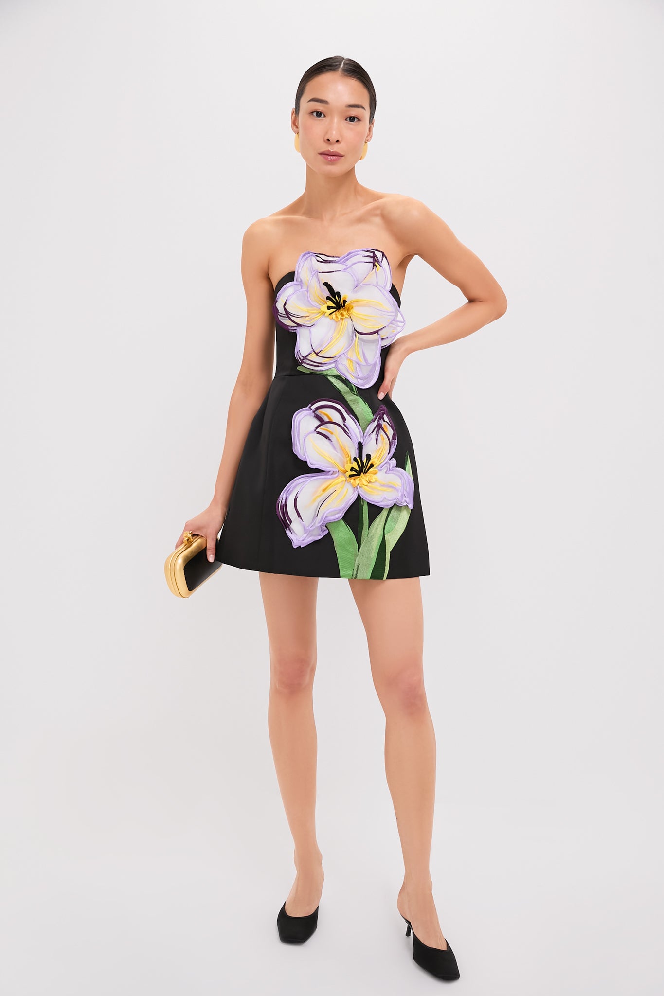 Ebony Iris Print Rosalie Mini Dress-Charming Tale Store
