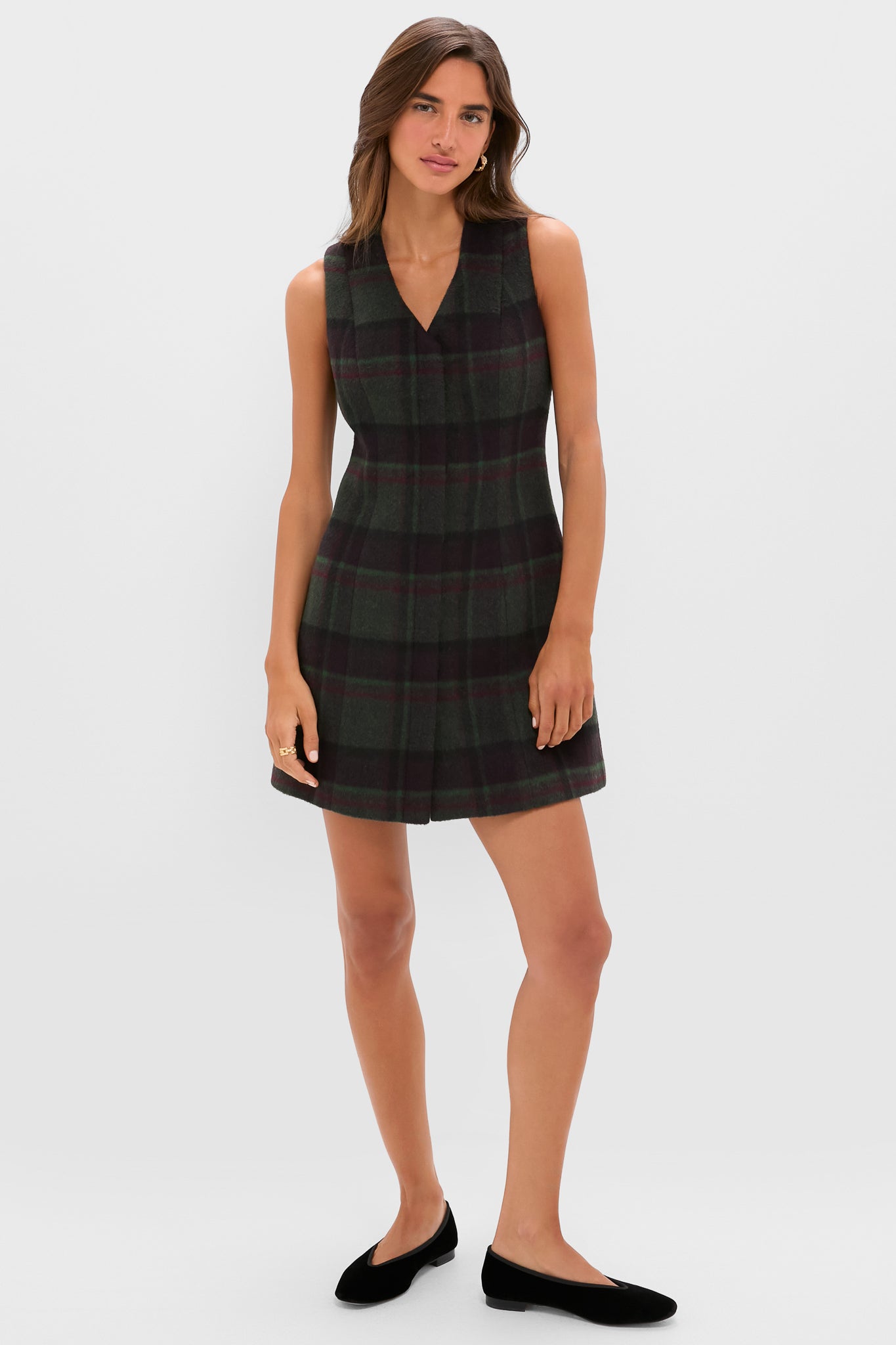 Forest Plaid Wool Mercer Dress-Charming Tale Store