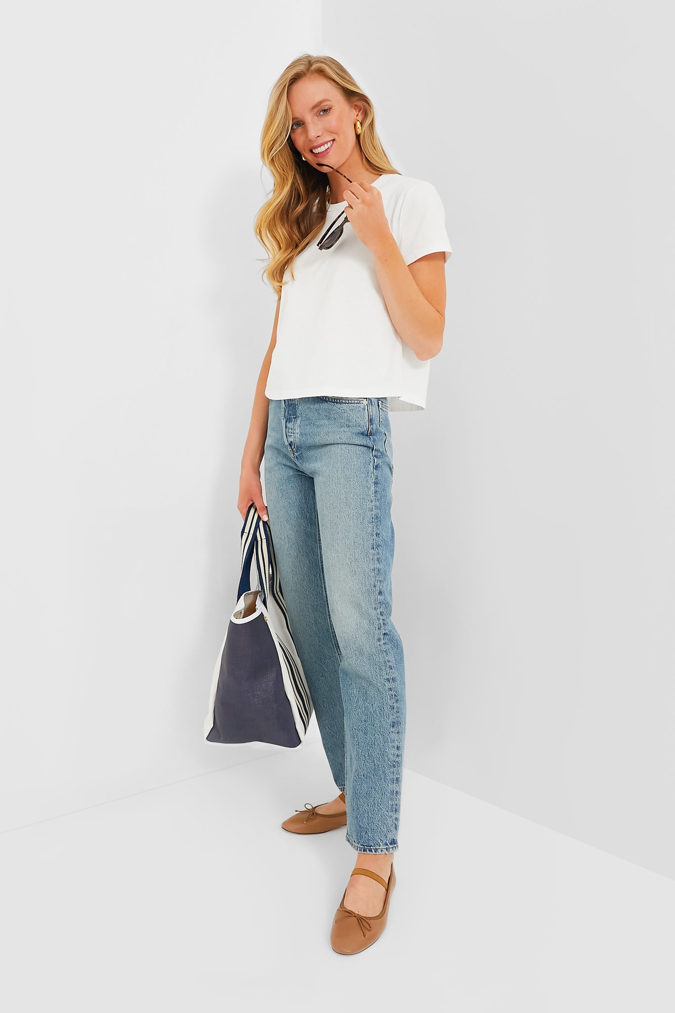 White Parker Classic Fit Tee-Charming Tale Store