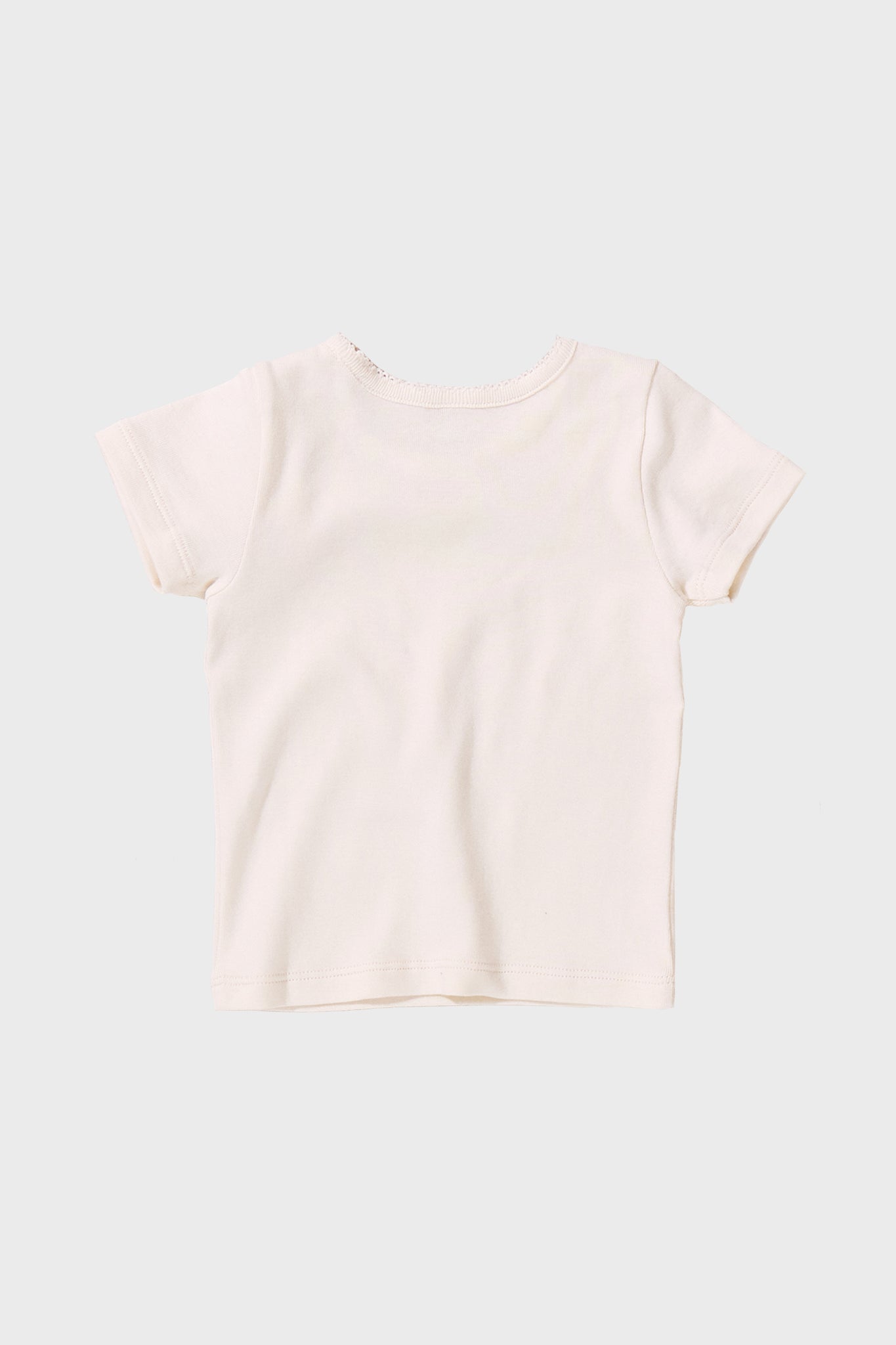 Cream Short Sleeve Seesaw Rib T-Shirt-Charming Tale Store