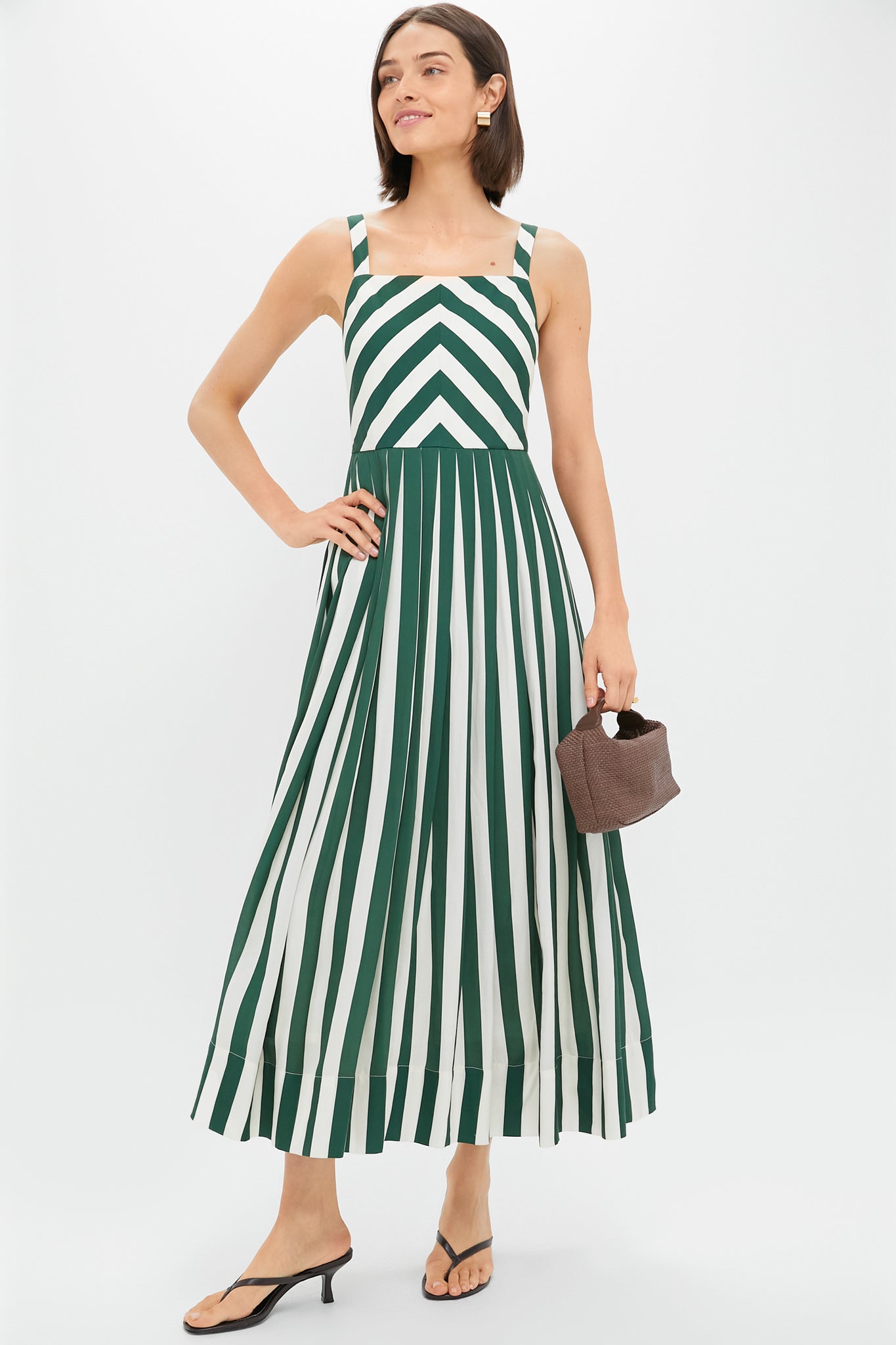 Green Stripe Laina Dress-Charming Tale Store