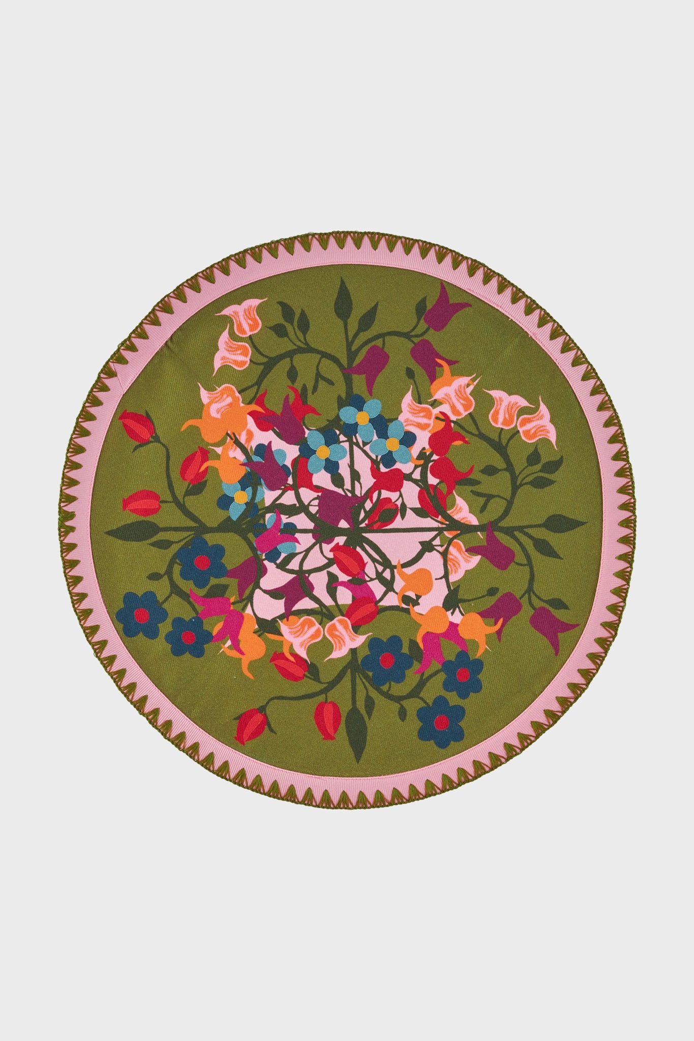 Blumen Green Round Placemats (Set of 6)-Charming Tale Store