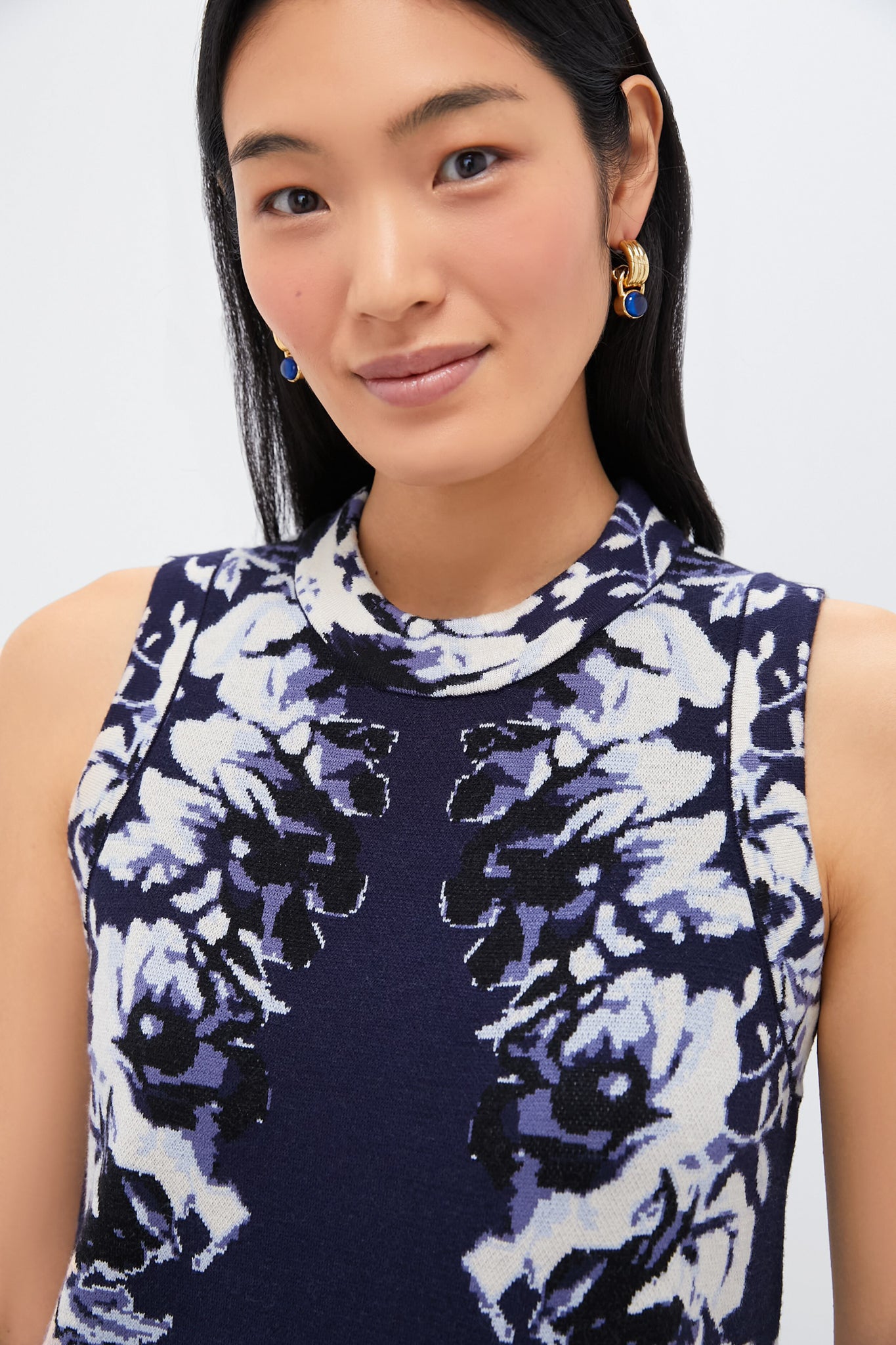 Indigo Reflection Knit Jacquard Marie Dress-Charming Tale Store