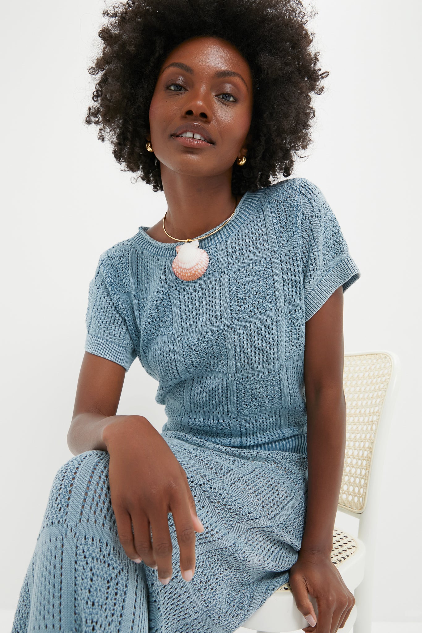 Indigo Pointelle Porter Top-Charming Tale Store