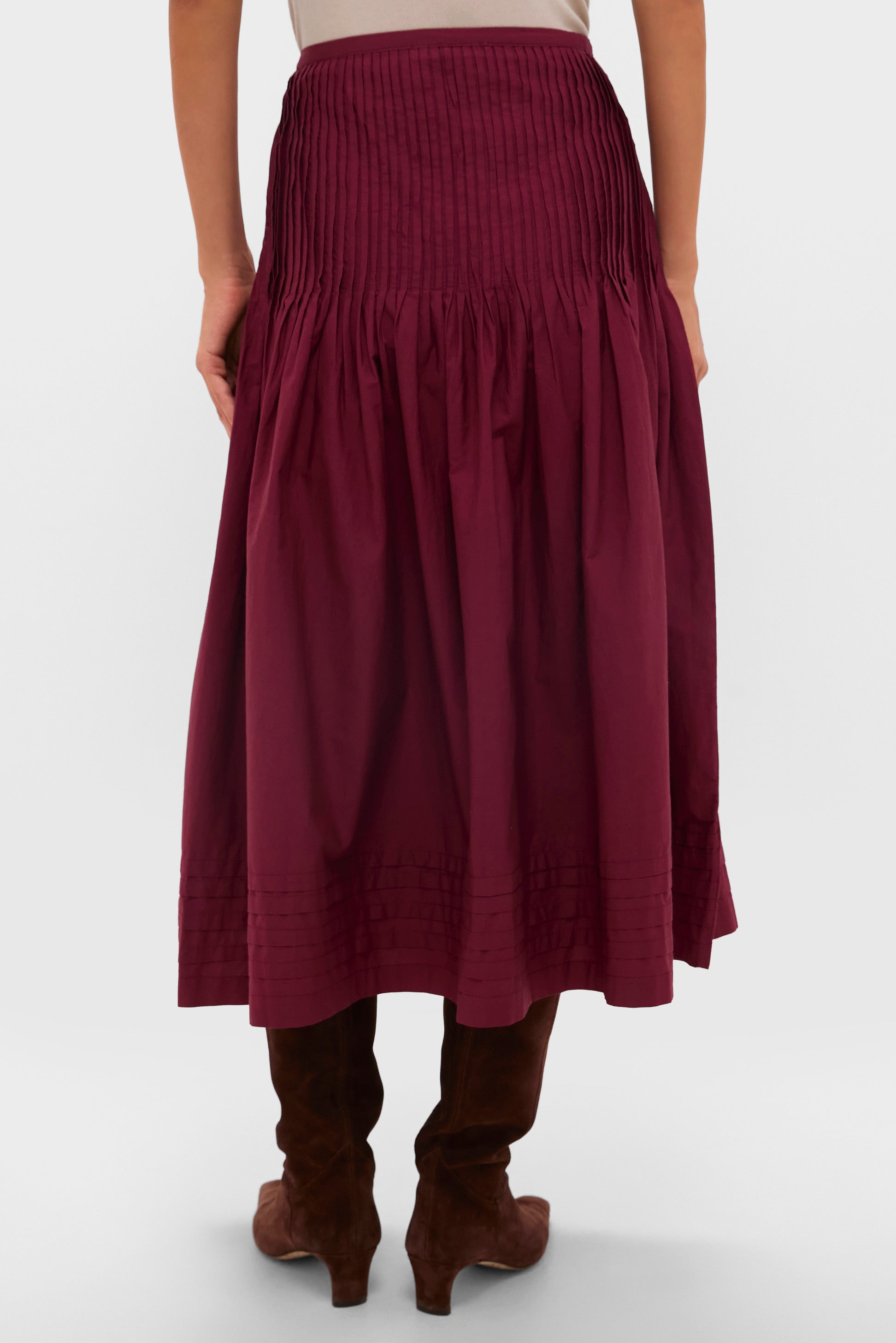 Bordeaux Rosa Midi Skirt-Charming Tale Store