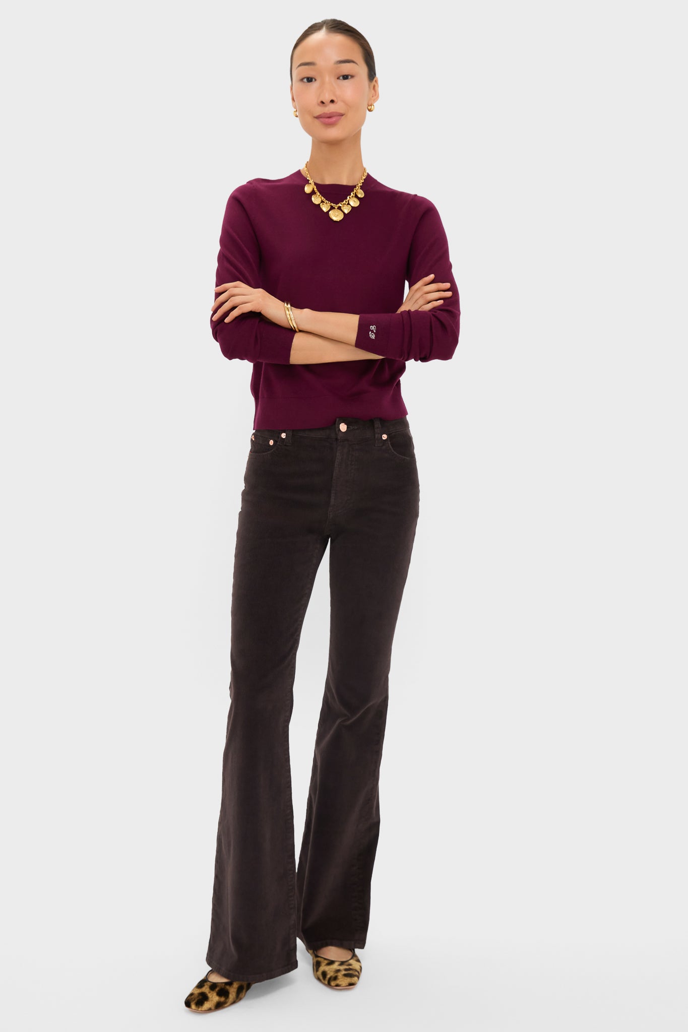 Winetasting Cashmere Silk Long Sleeve Katie Tee-Charming Tale Store