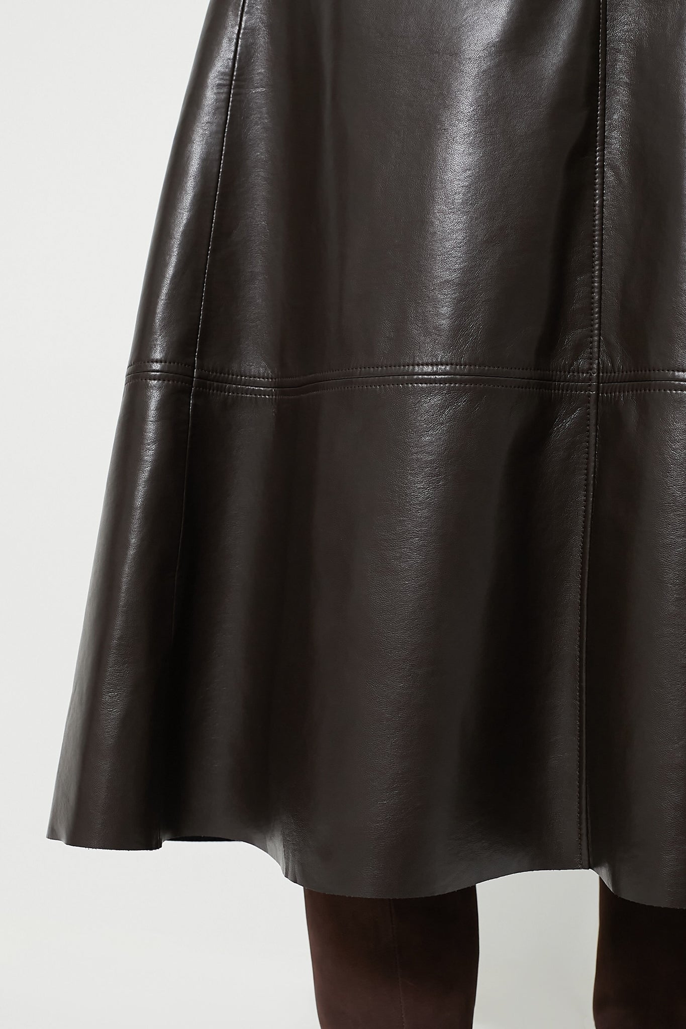 Chocolate Cassia Leather Skirt-Charming Tale Store