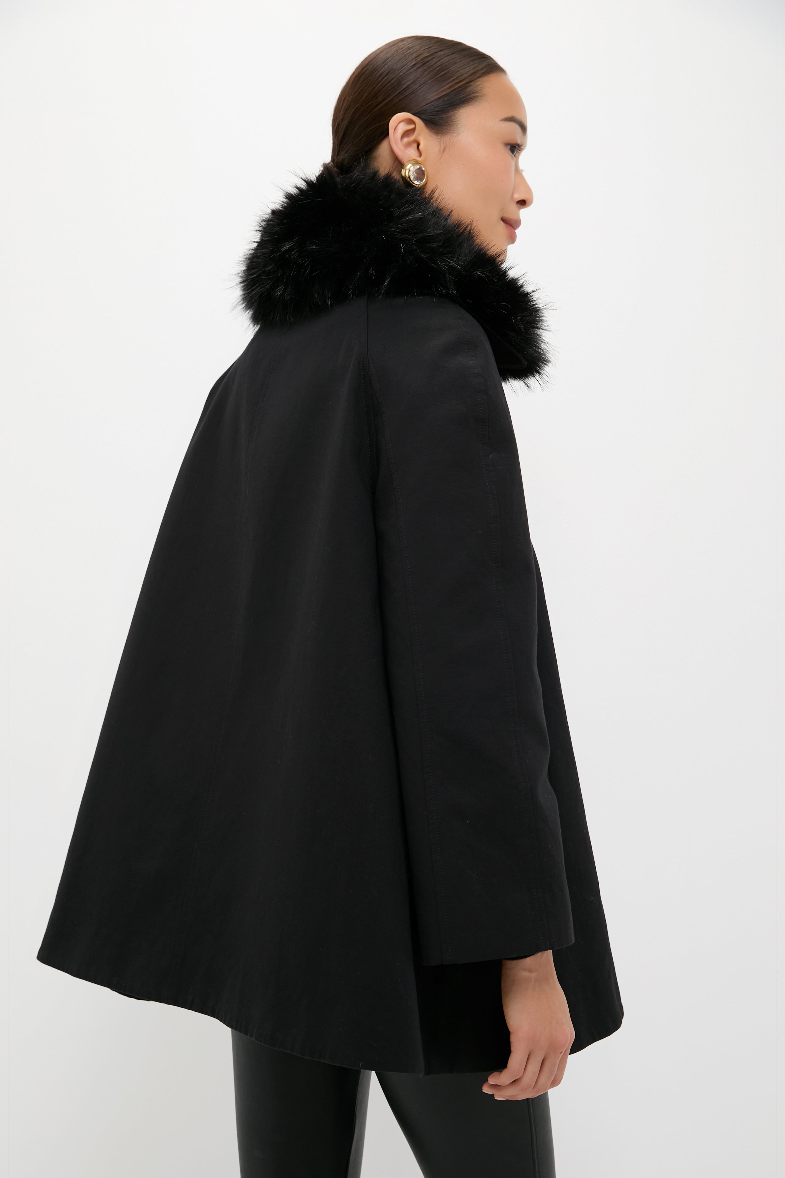 Fur Collar Cecile Swing Cape-Charming Tale Store