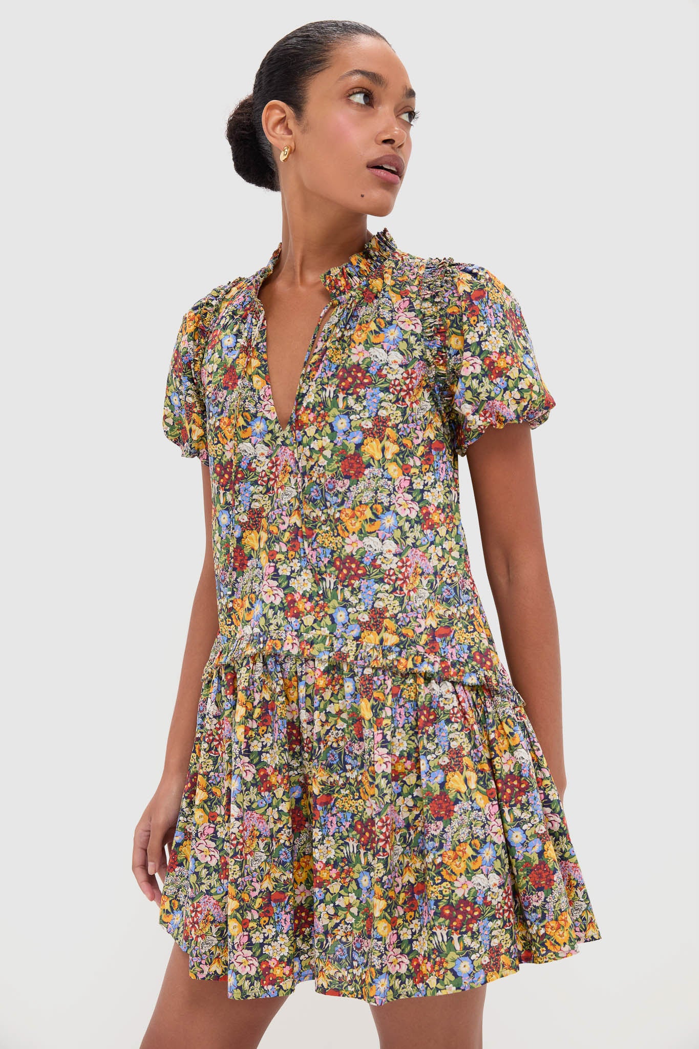 Cottage Garden Edith Short Sleeve Mini Dress-Charming Tale Store