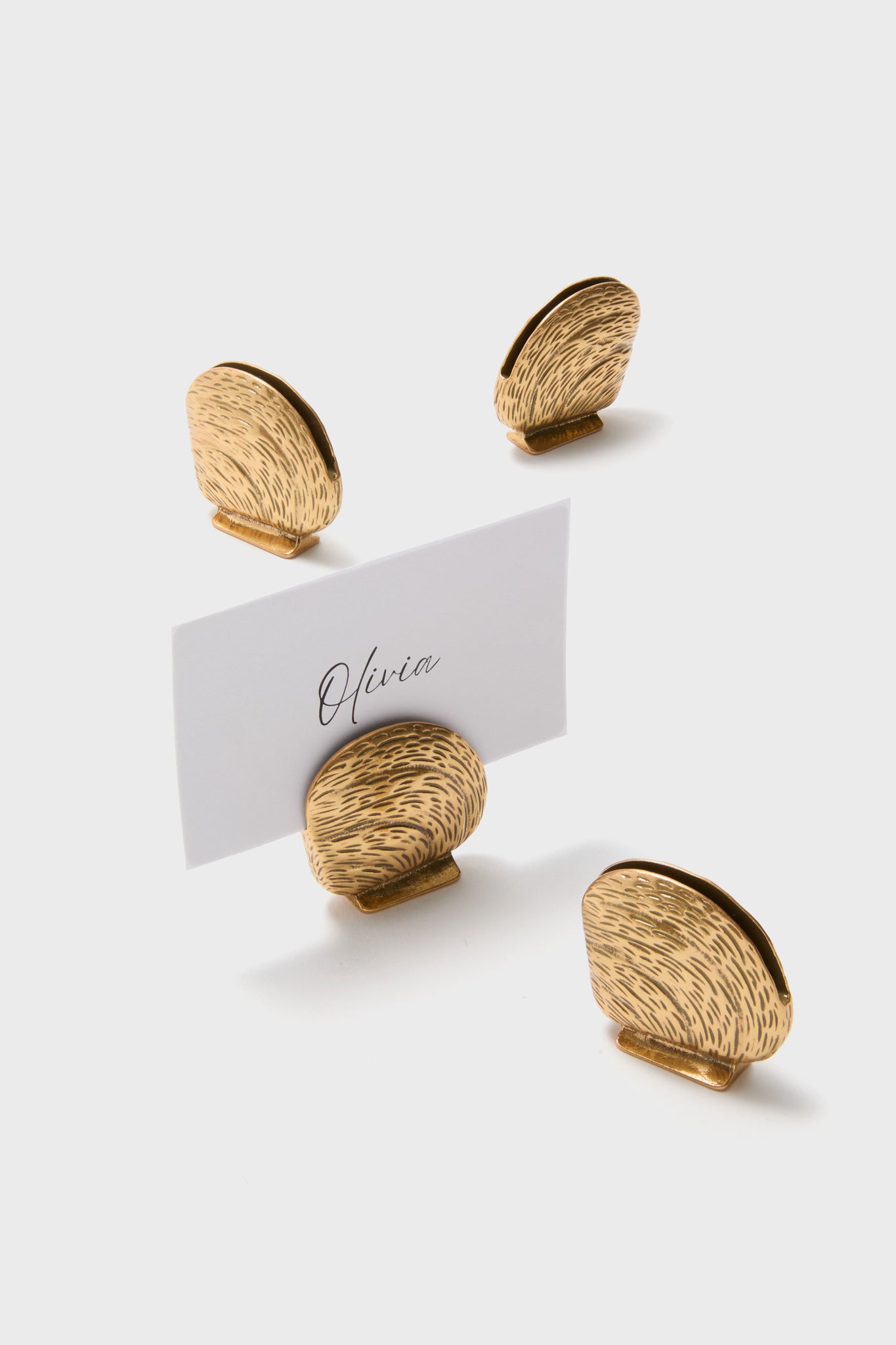 Gold Clam Shell Place Card Holders Set of 4-Charming Tale Store