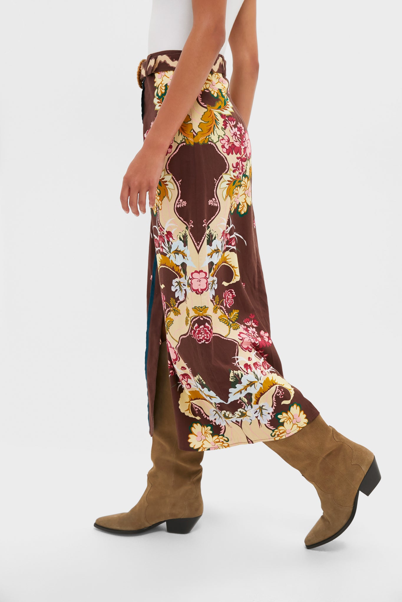 Chocolate Floral Portia Skirt-Charming Tale Store