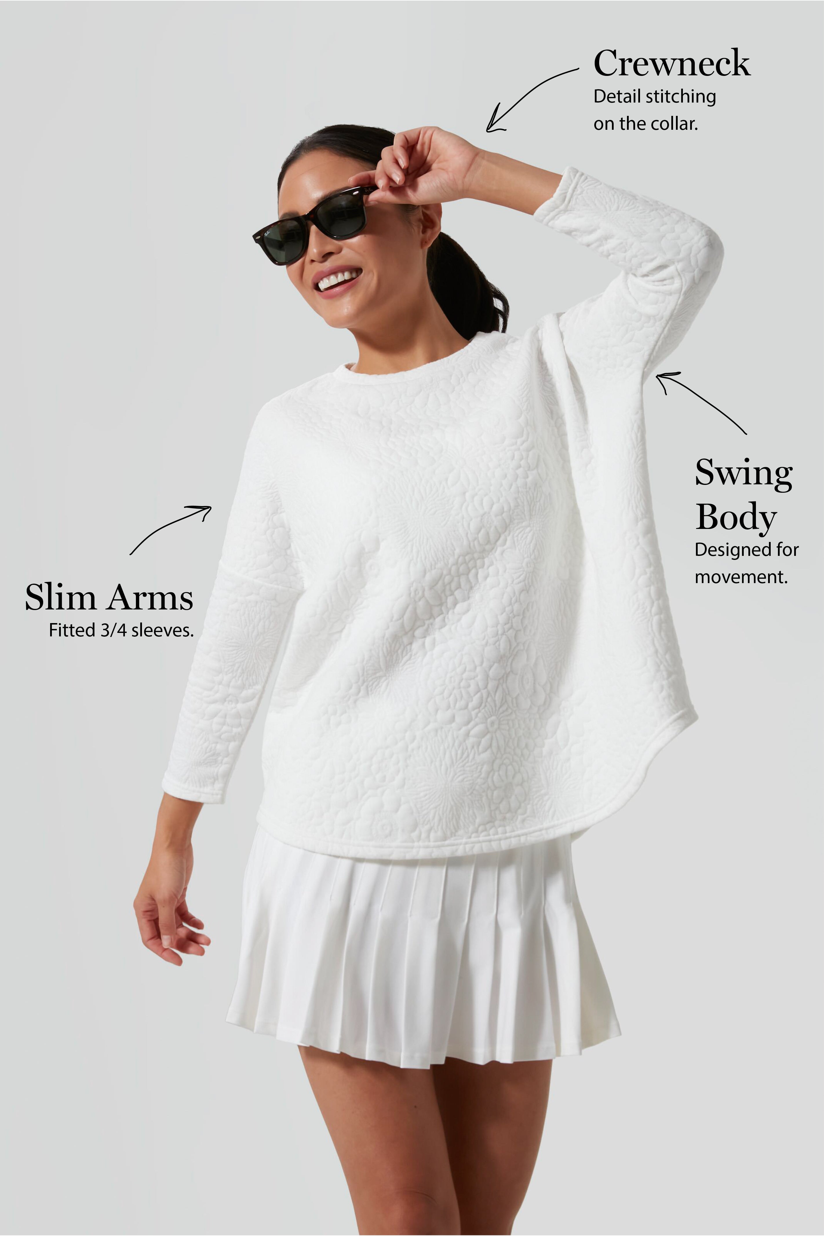 White Fleur Ally Swing Sweatshirt-Charming Tale Store