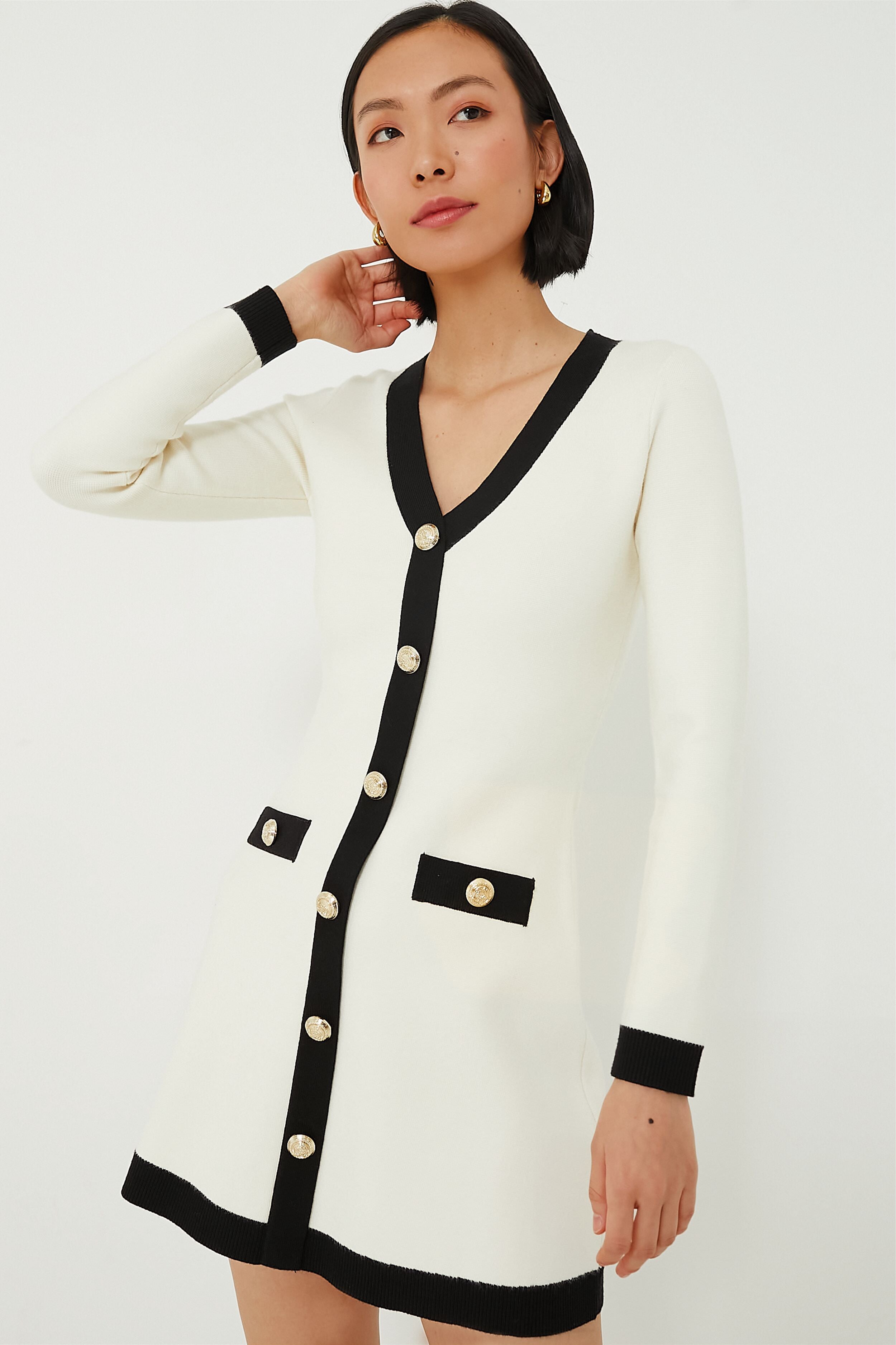 Cream & Black Elizabeth Knit Dress-Charming Tale Store