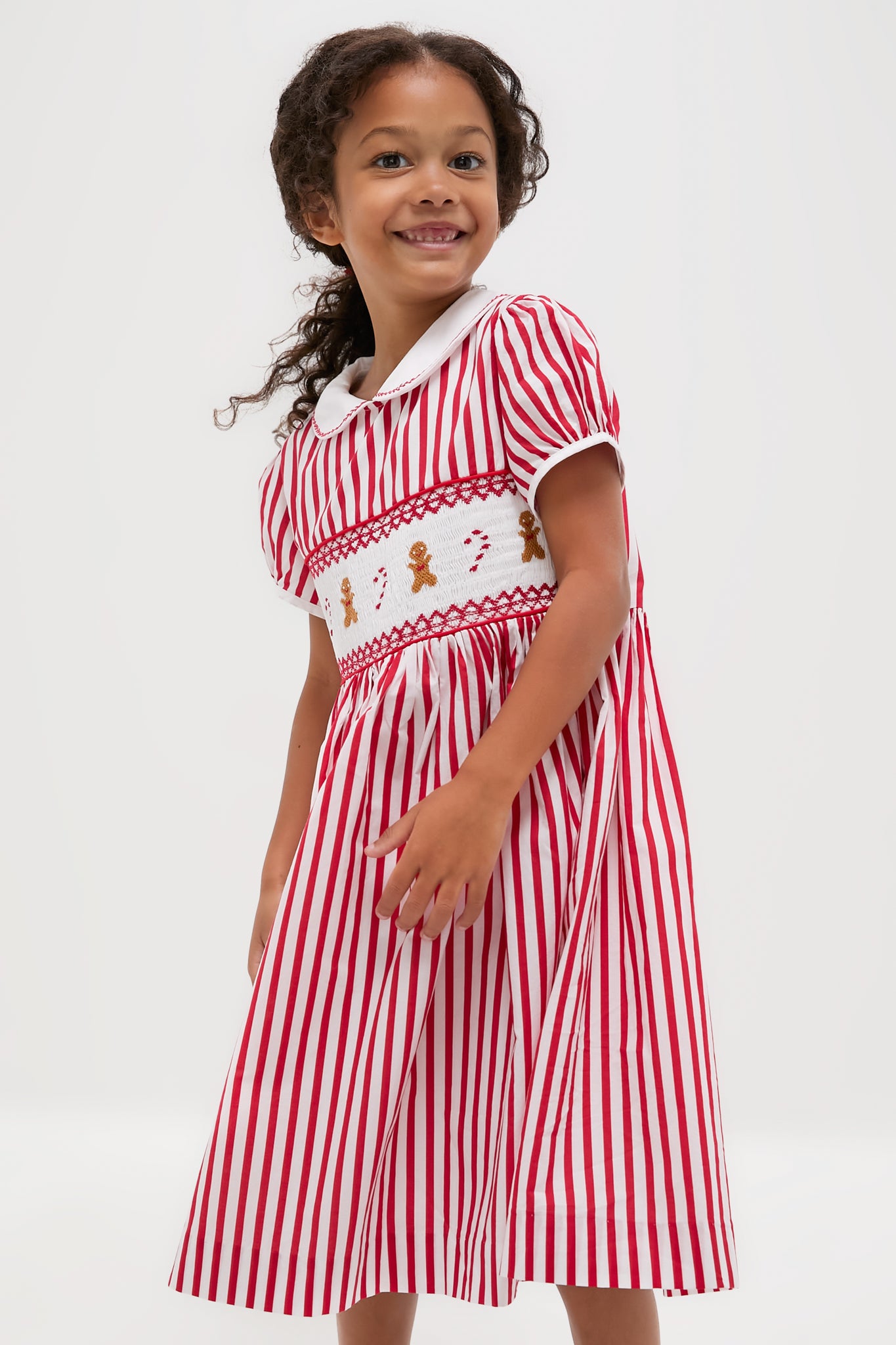 Candy Cane Stripe Smocked Dress-Charming Tale Store