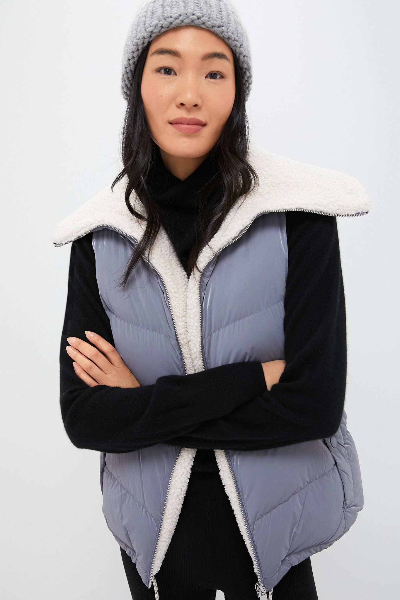 Blue Wind Sherpa-Lined Brock Puffer Gilet-Charming Tale Store