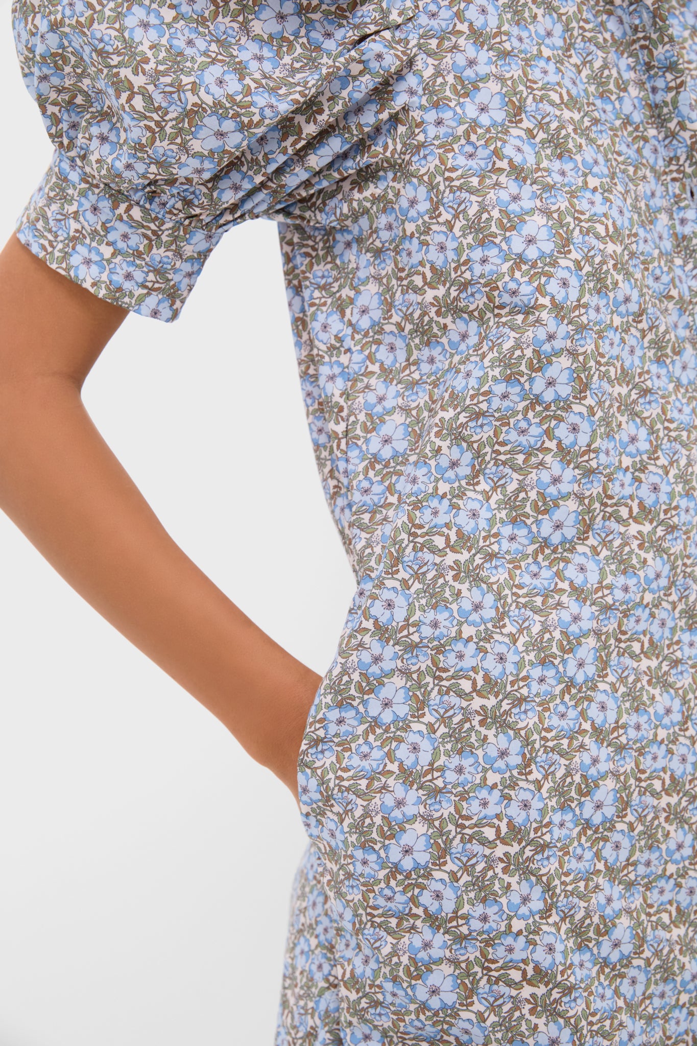 Dusty Blue & Brown Floral Louisa Maxi Dress-Charming Tale Store