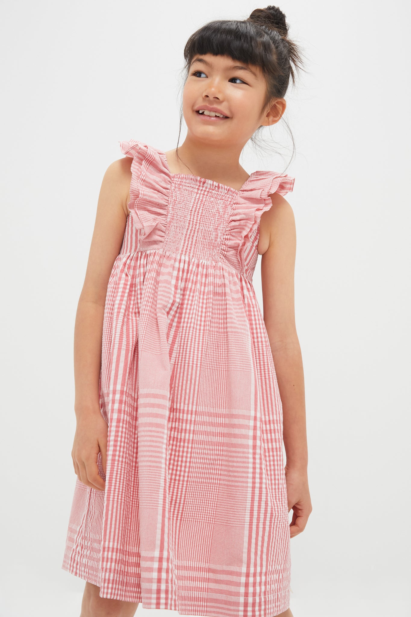 Red Smocked Sleeveless Dress-Charming Tale Store