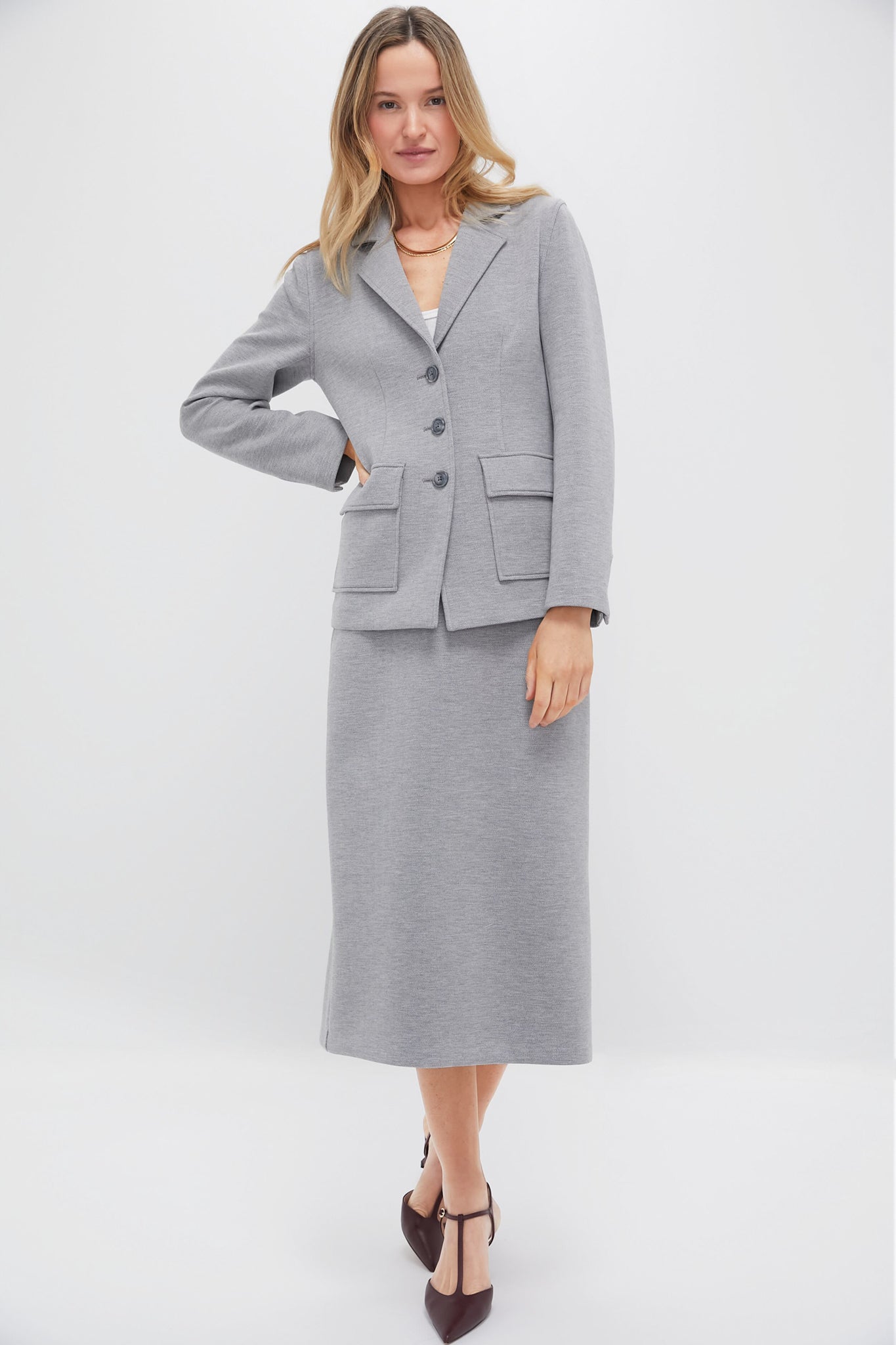 Gray Herringbone Jeanne Travel Blazer-Charming Tale Store