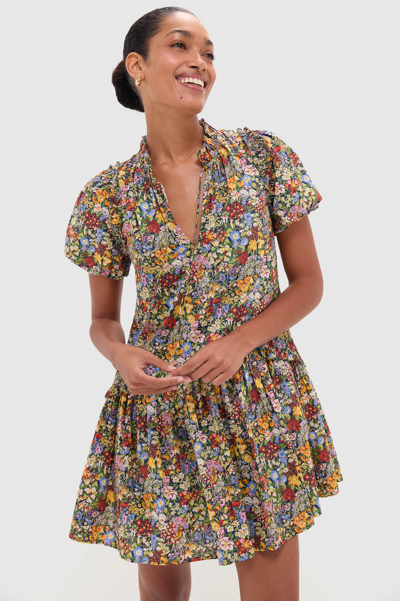 Cottage Garden Edith Short Sleeve Mini Dress-Charming Tale Store