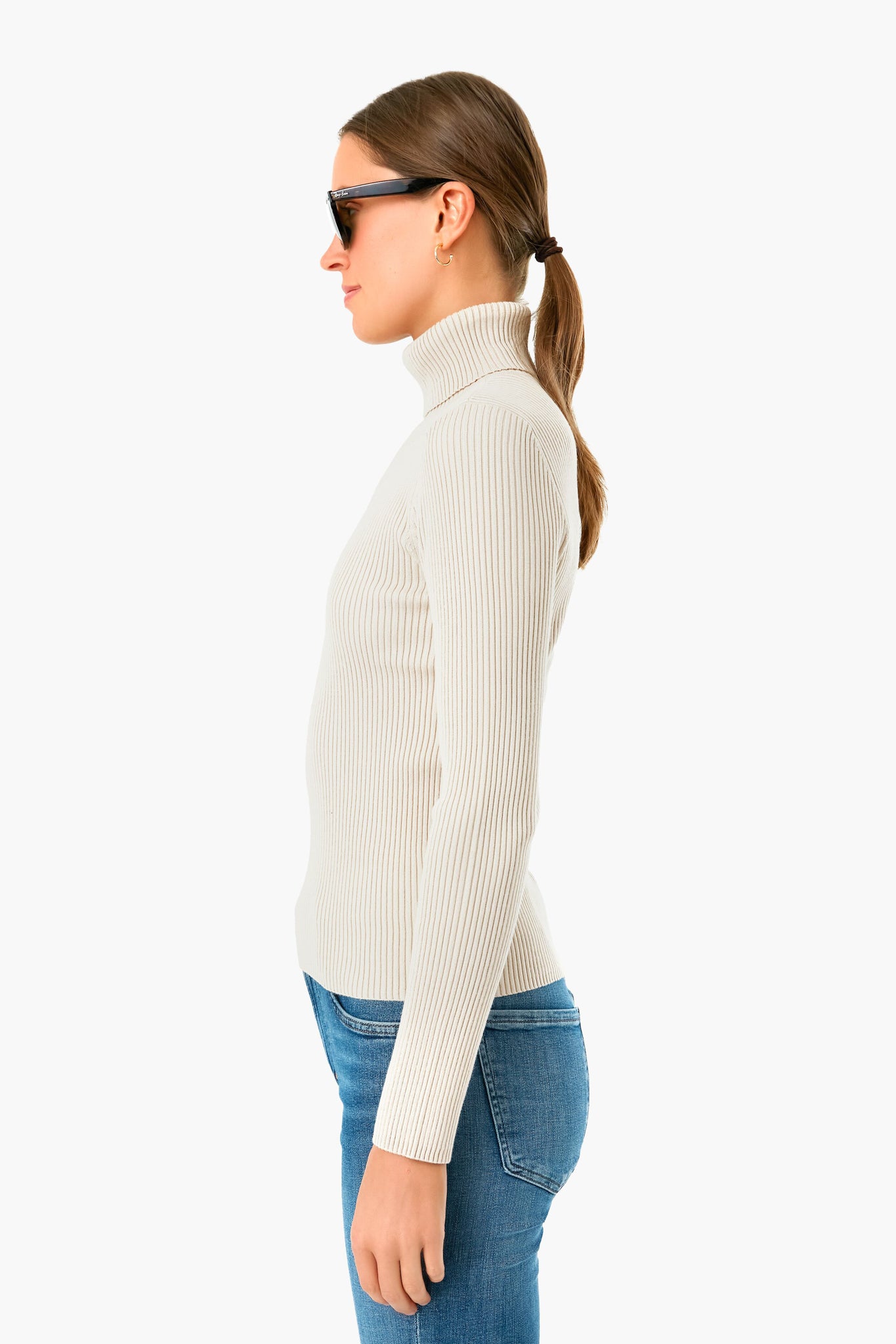 Winter White Sonia Ribbed Turtleneck-Charming Tale Store