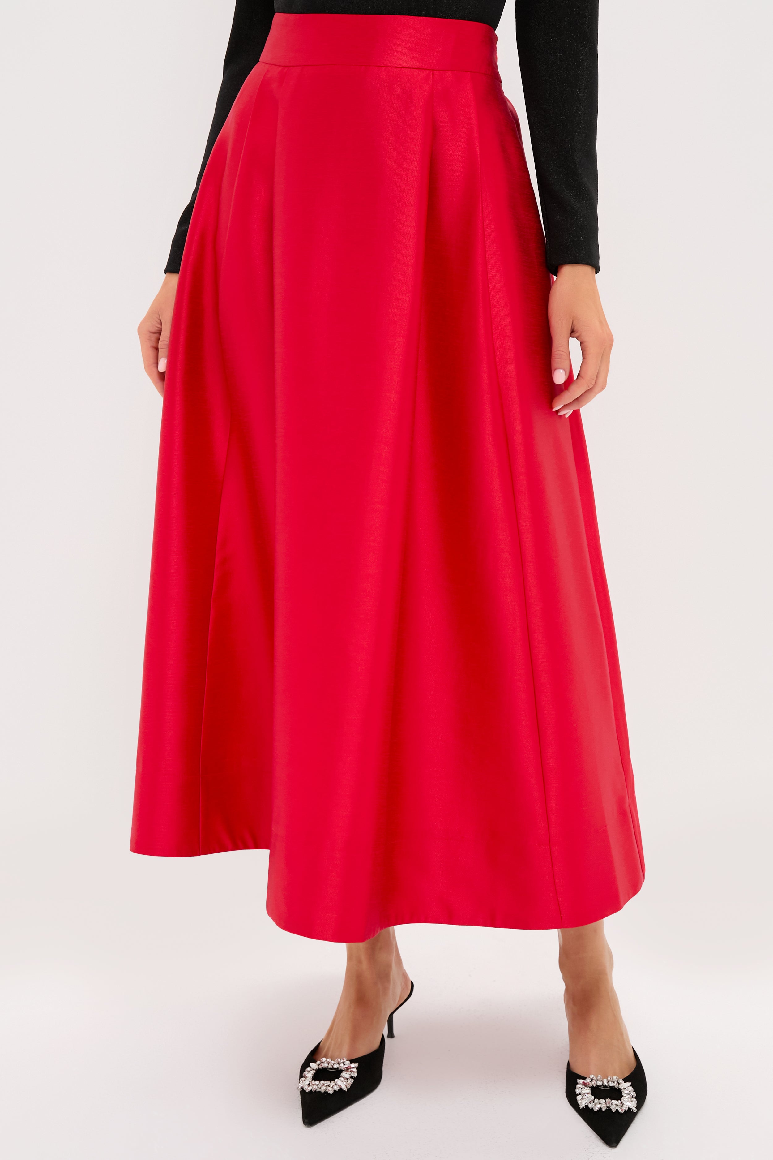 Red Dupioni Kendall Skirt-Charming Tale Store