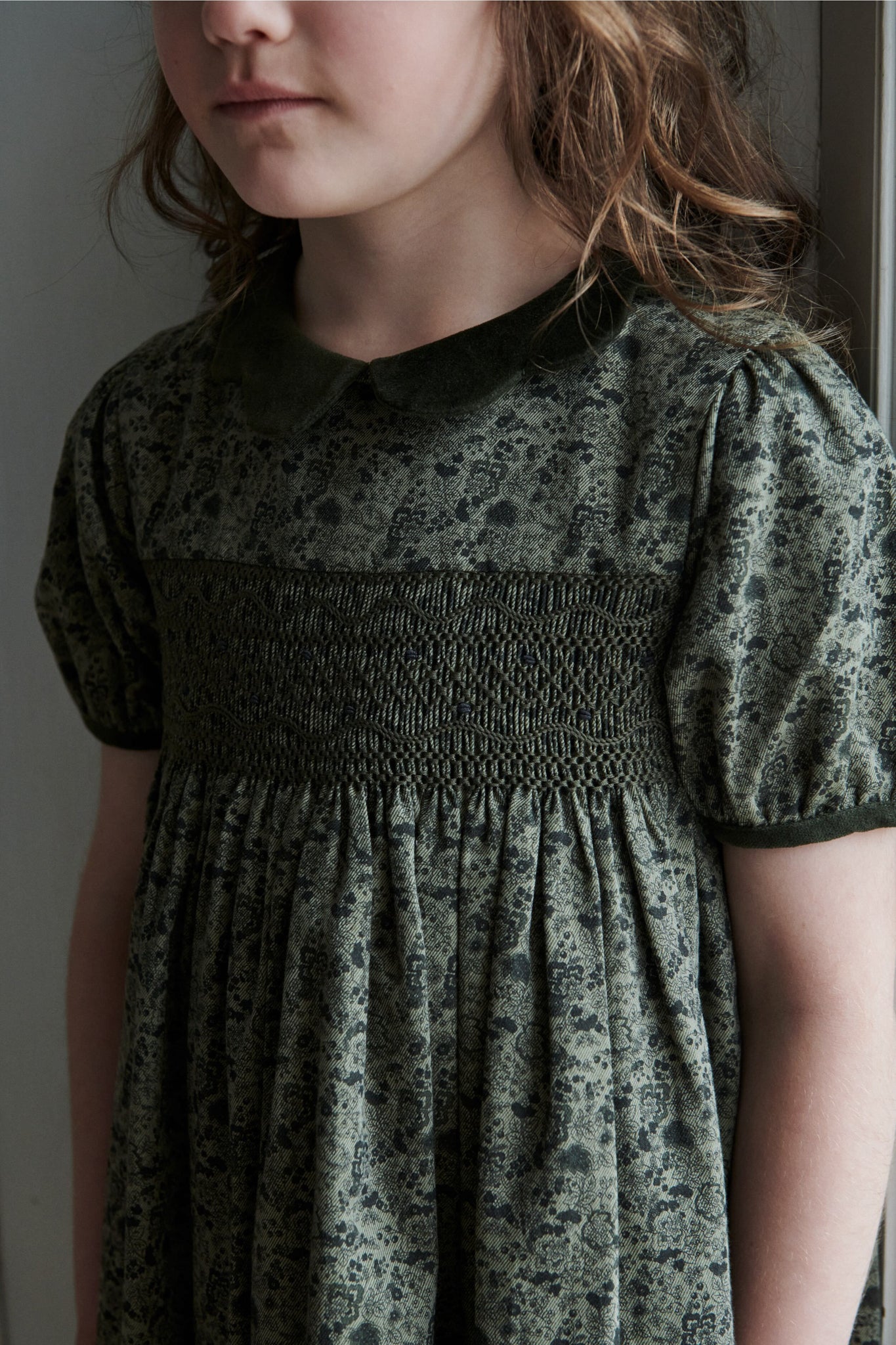 Green Floral Victoria Smocked Dress-Charming Tale Store