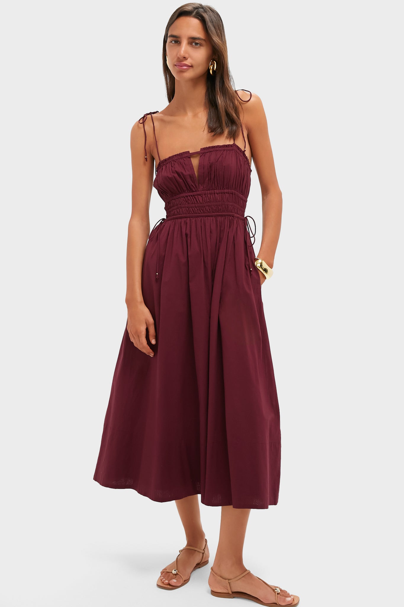 Bordeaux Eldora Midi Dress-Charming Tale Store