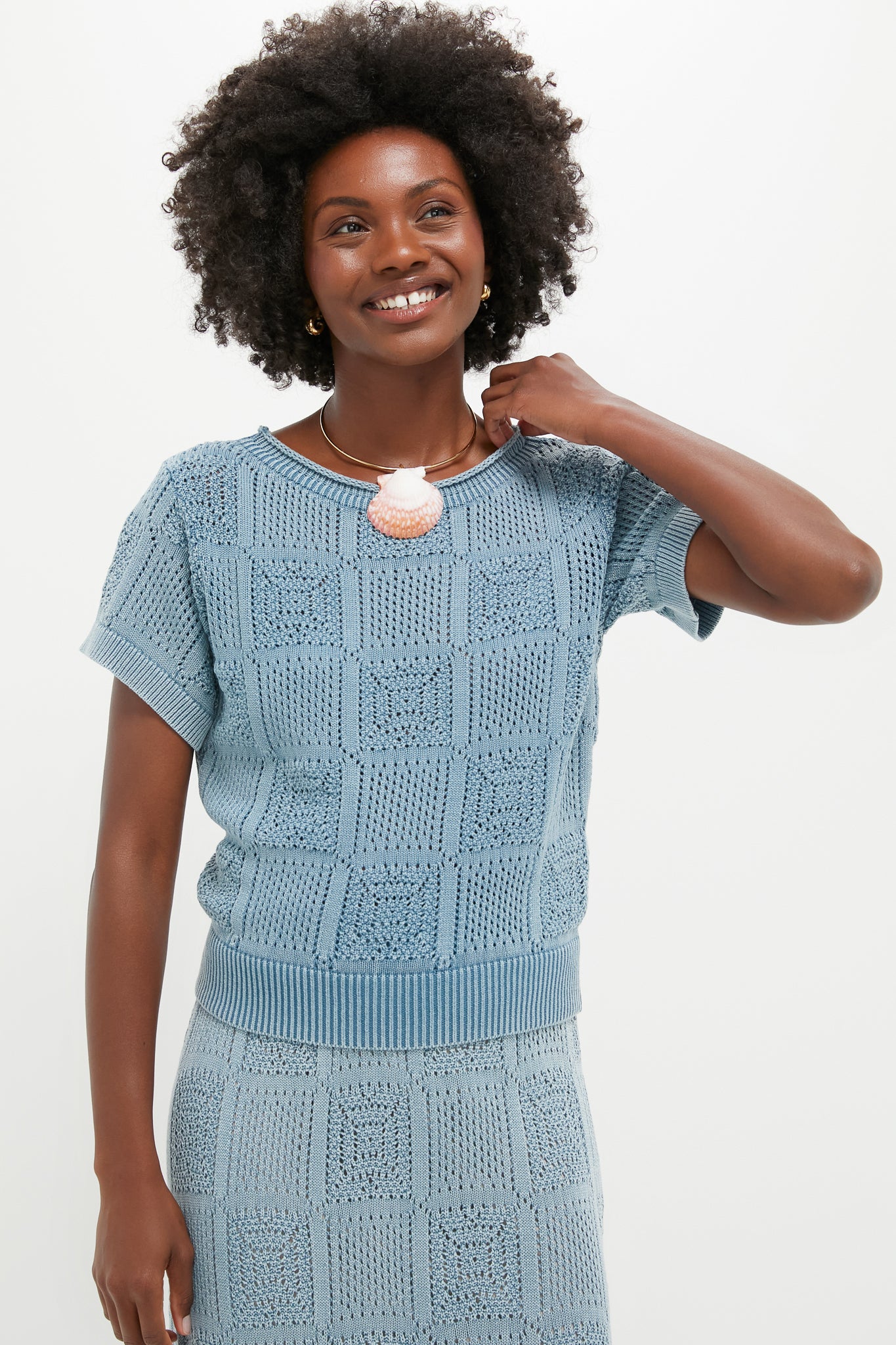 Indigo Pointelle Porter Top-Charming Tale Store