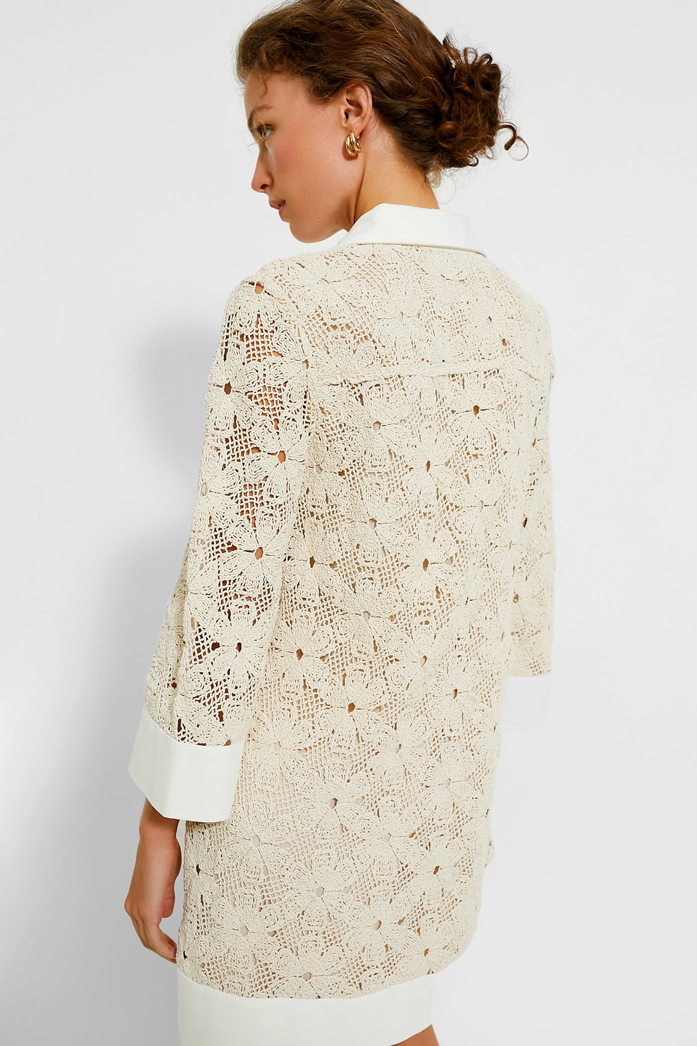 Tan Crochet Collier Dress-Charming Tale Store