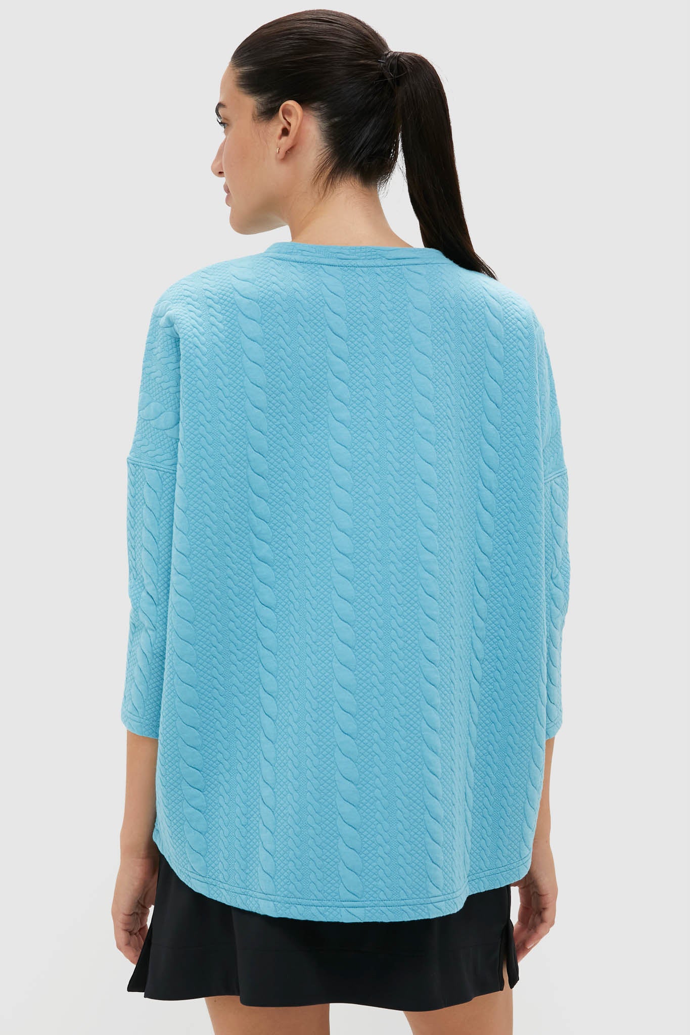 Bright Blue Cable Ally Swing Sweatshirt-Charming Tale Store