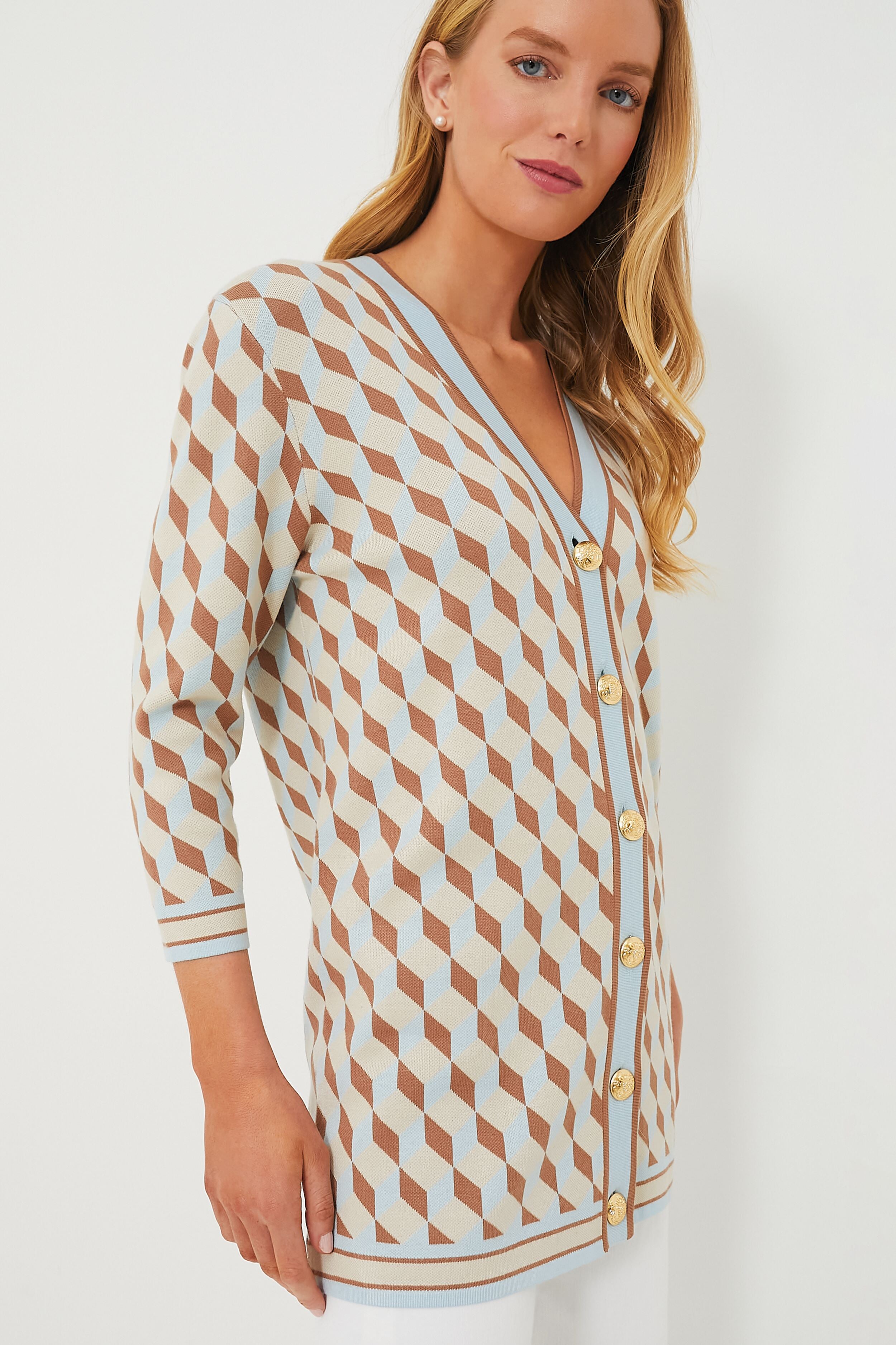 Ocean Spray Knit Geo Liv Cardigan-Charming Tale Store